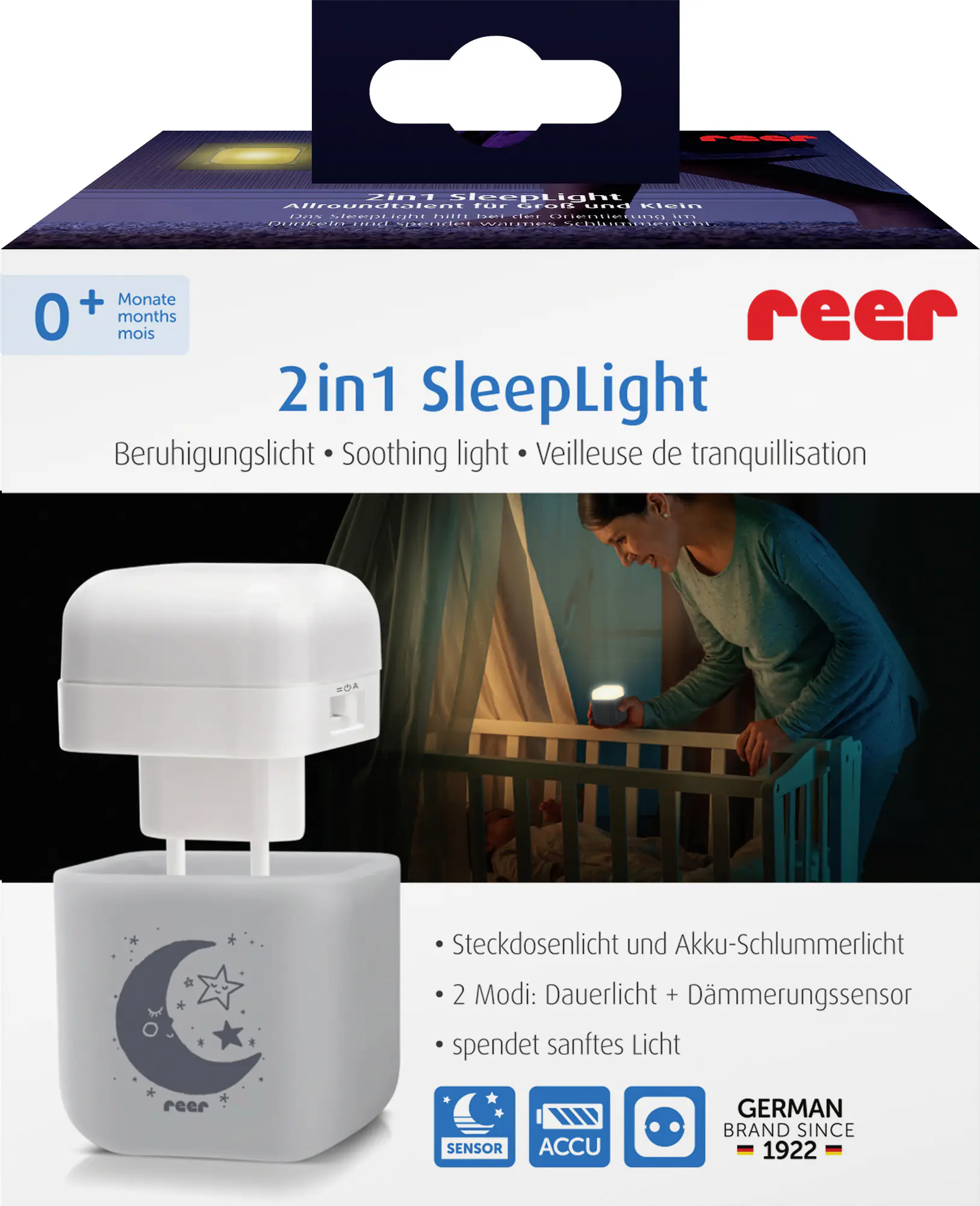 reer LED Nachtlicht 2-in-1 SleepLight hellgrau
