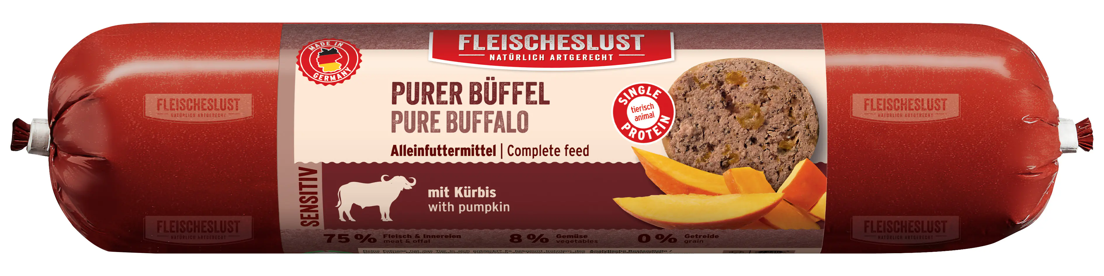 Fleischeslust Hundenassfutter Adult Sensitive getreidefrei 800 g Purer Büffel