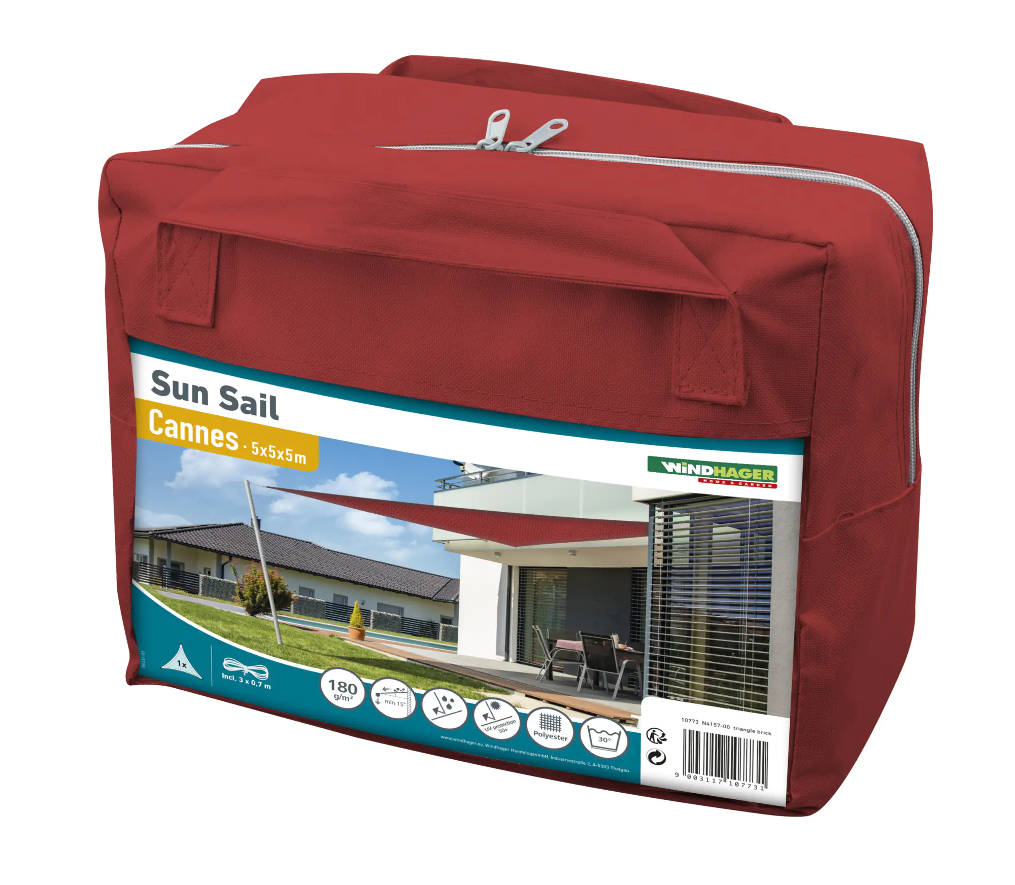 Windhager Sonnensegel Cannes brick 5 x 5 x 5 m