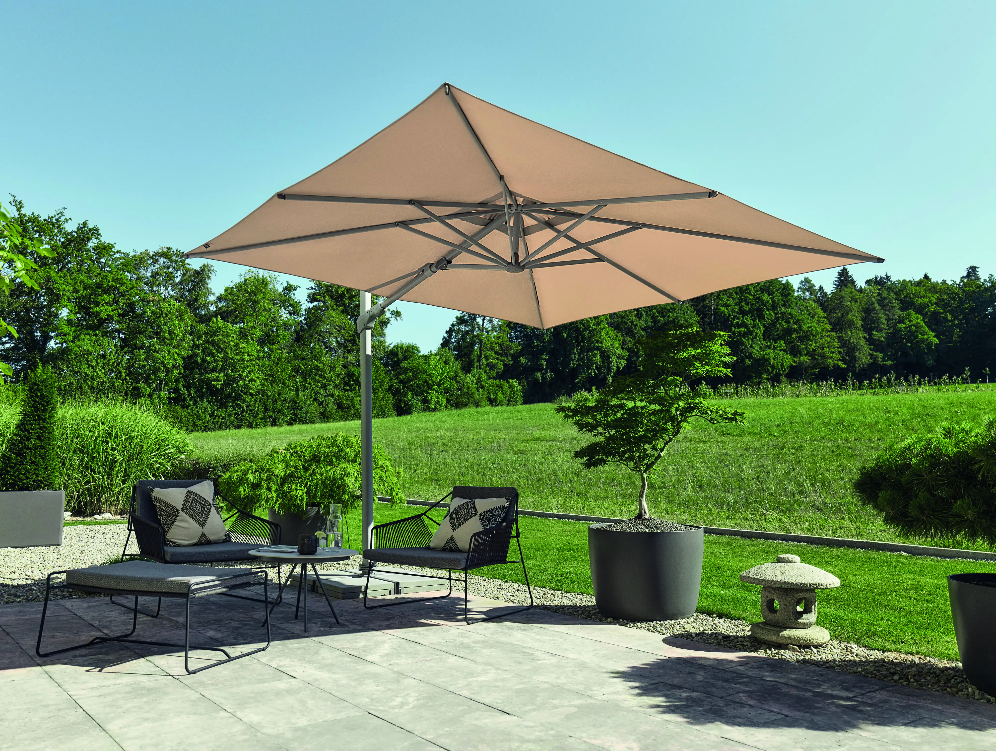 Suncomfort Sonnenschirm Varioflex beige 300 x 300 cm inkl. Sonnenschirmhülle