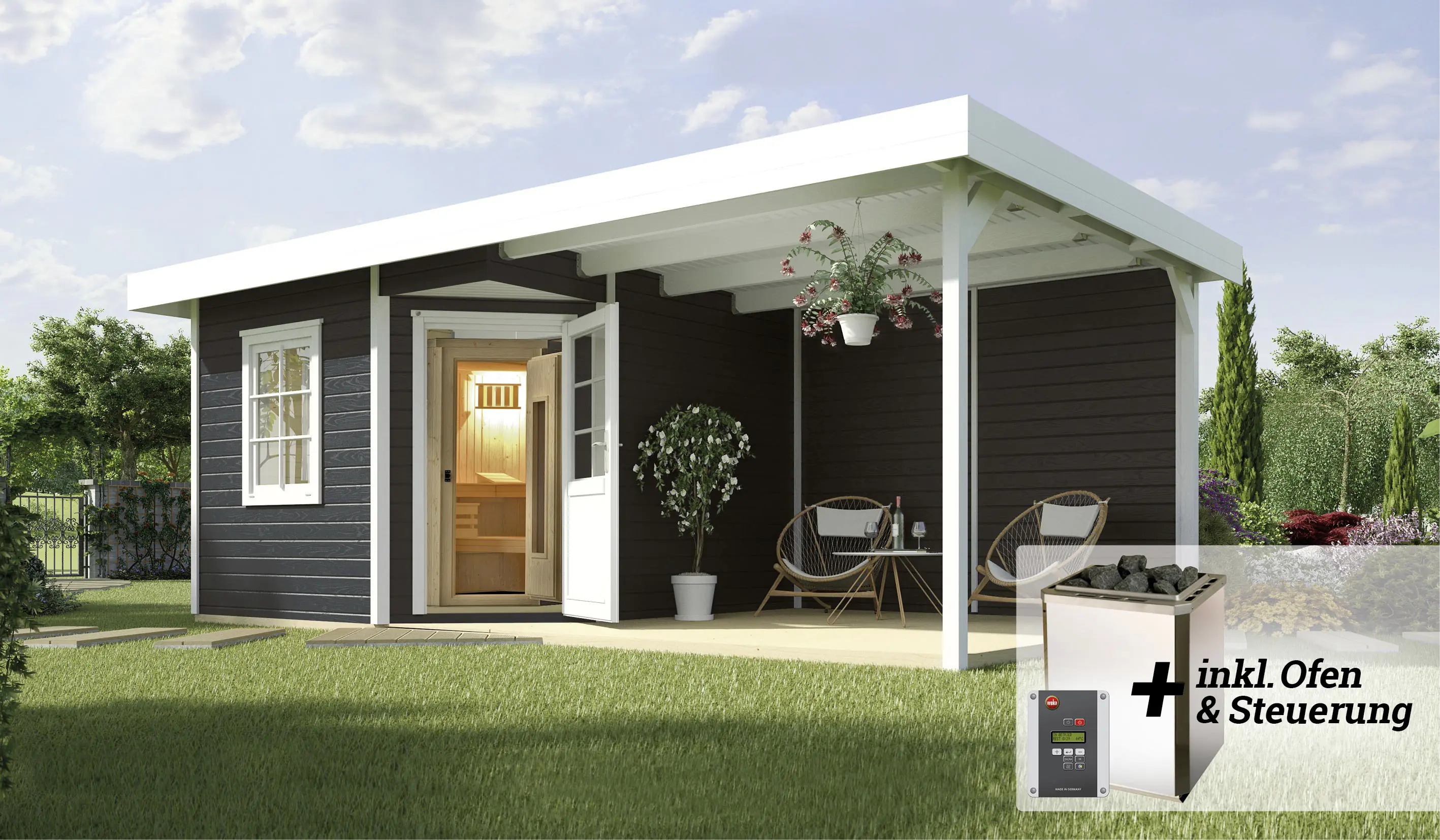Weka Saunahaus SALO Gr. 2 Sparset 7,5 kw BioS anthrazit