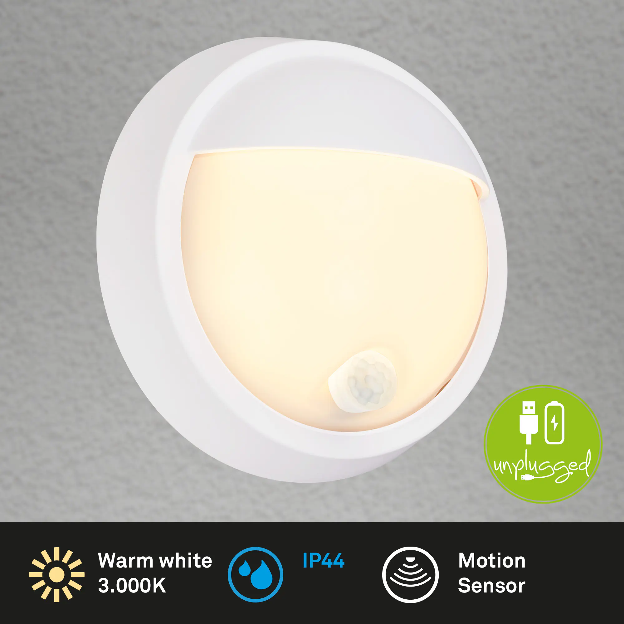 Briloner LED Außenwandleuchte Puni Akku 4W weiß Bewegungssensor warmweiß
