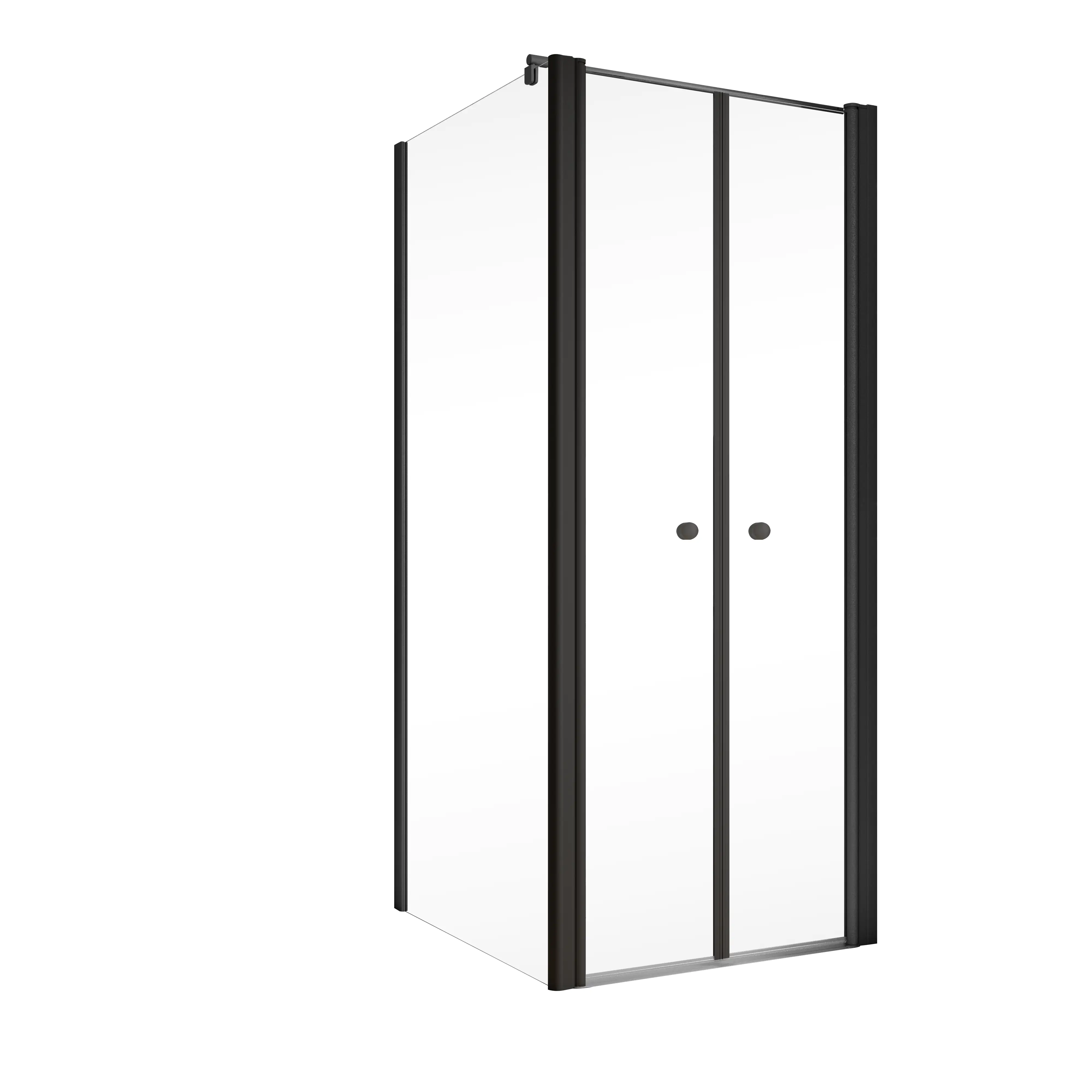 Schulte Pendeltür und Seitenwand links 90 x 90 x 200 cm Garant 2.0 mattschwarz Türanschlag rechts