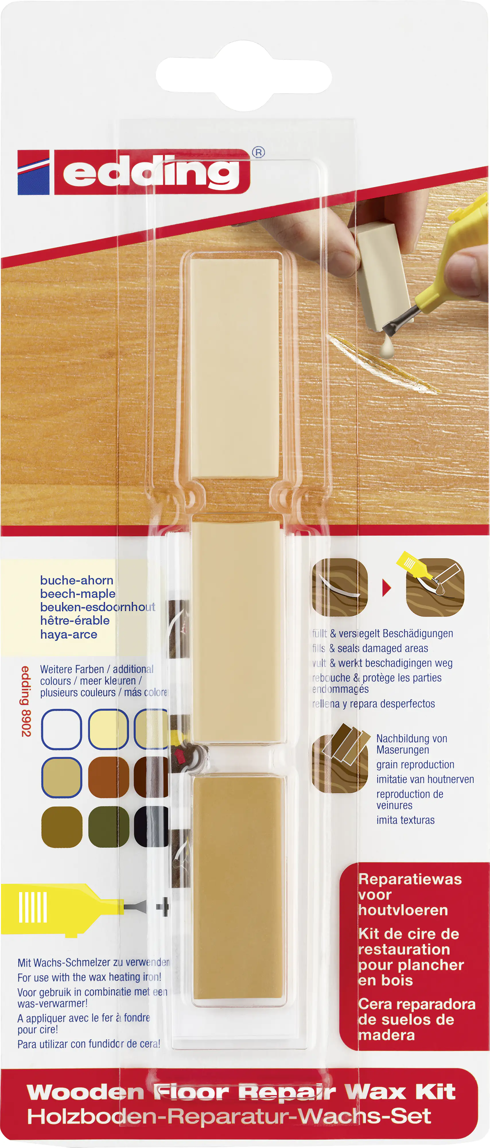 Edding Holzboden-Reparaturwachs-Set 8902 buche- ahorn
