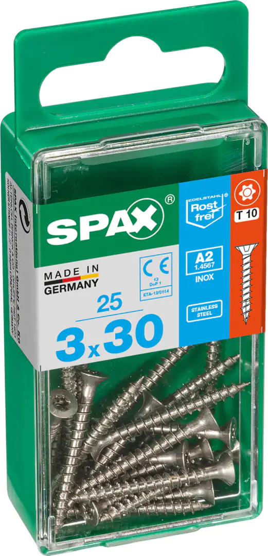 Spax Universalschrauben 3.0 x 30 mm TX 10 - 25 Stück Edelstahl