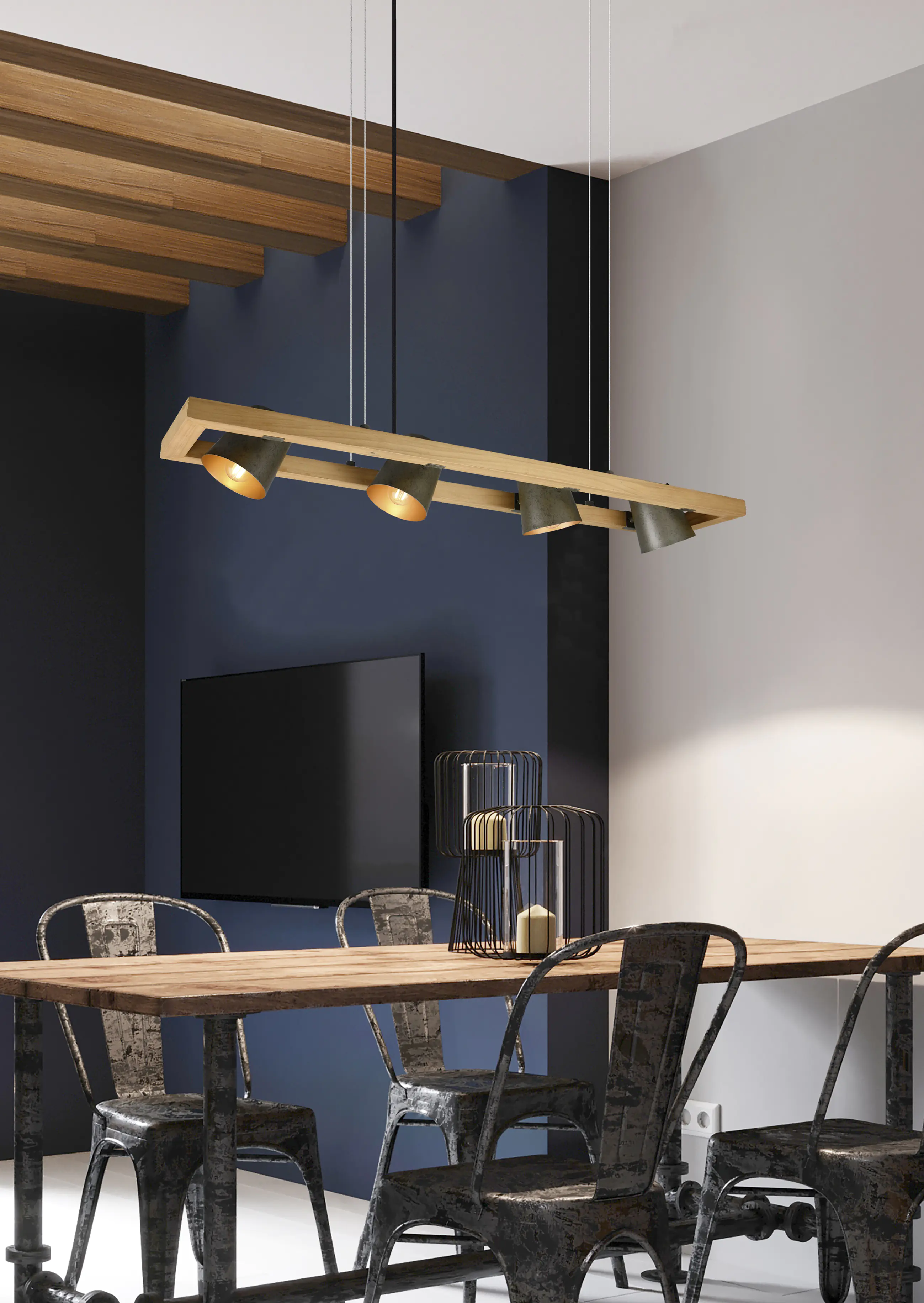 Trio Leuchten Pendelleuchte Bell 4-flammig nickel antik