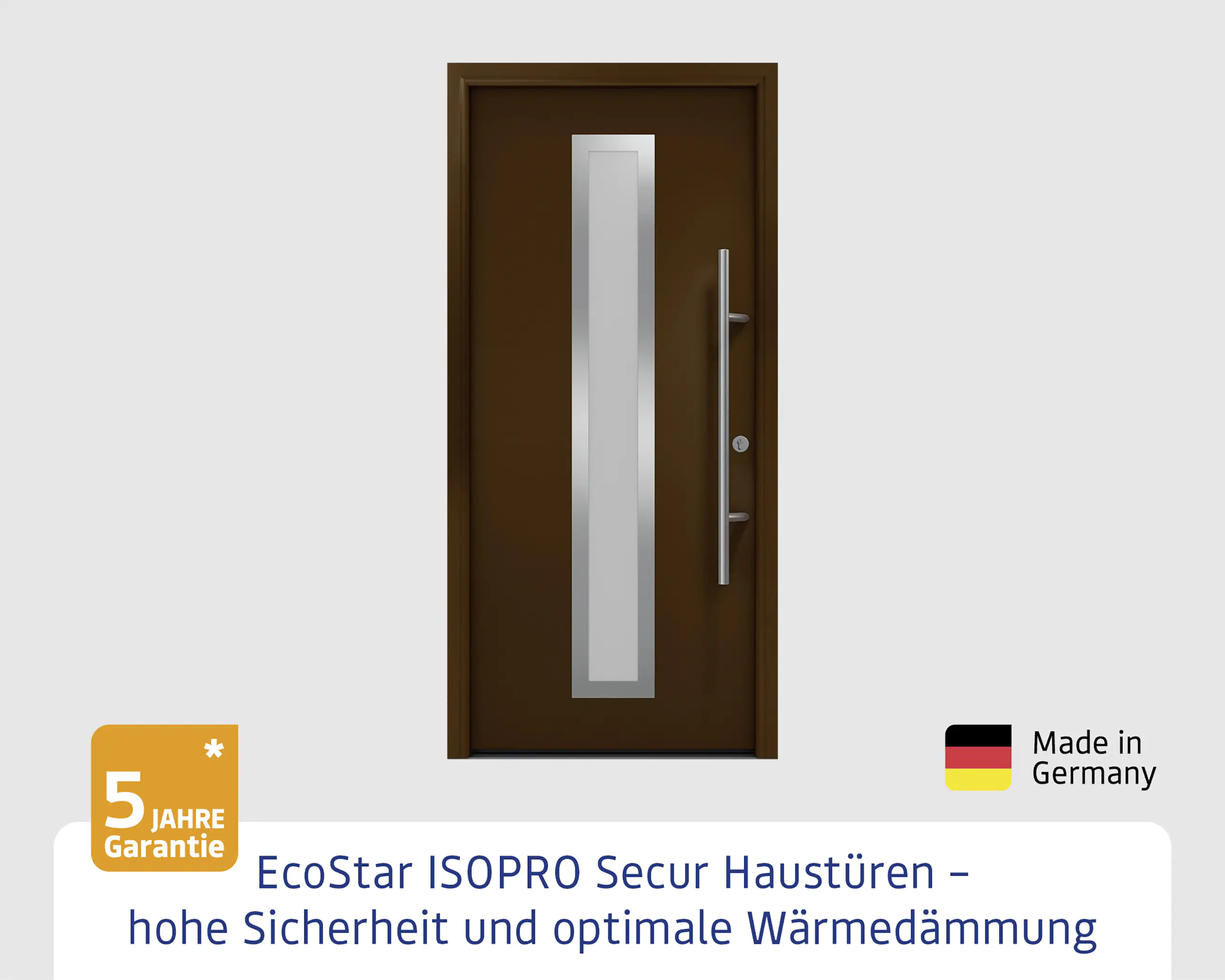 EcoStar Haustür ISOPRO Secur IPS 700S RC2 terrabraun 110 x 210 cm