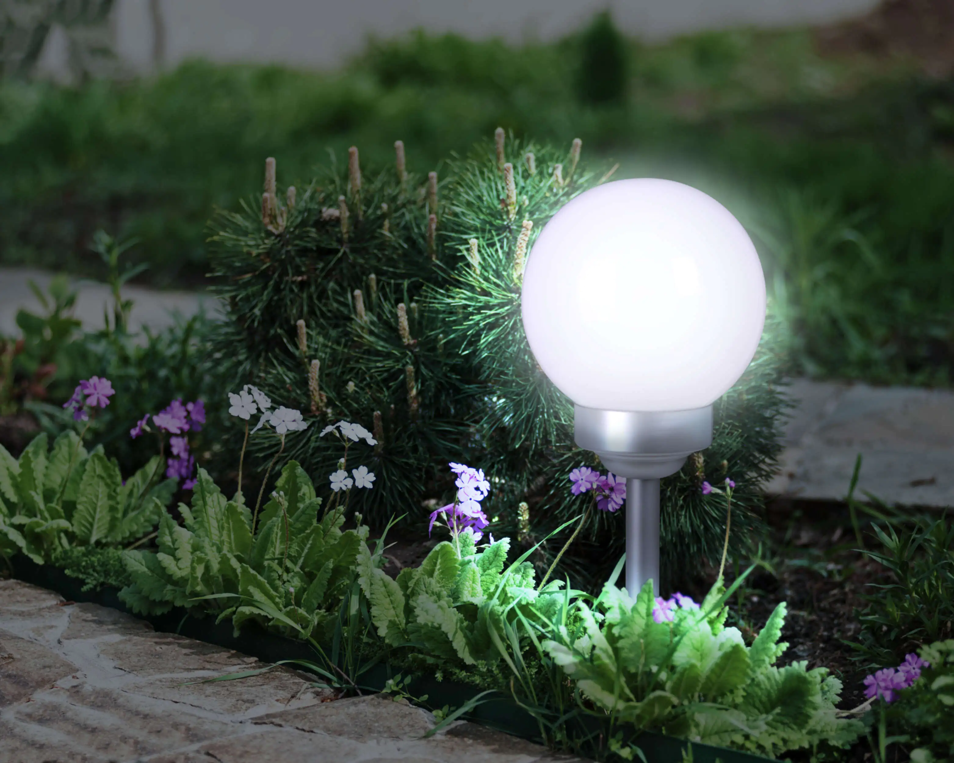 Light&More LED Solarleuchte Kugel H: 51,5 cm, Ø15 cm, Erdspieß