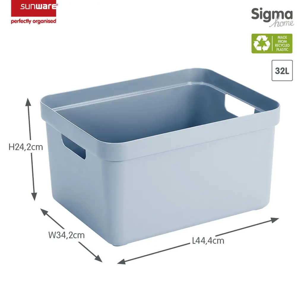 Sunware Aufbewahrungsbox Sigma Home mit Griffen 45,3 x 35,4 cm 32 L blaugrau