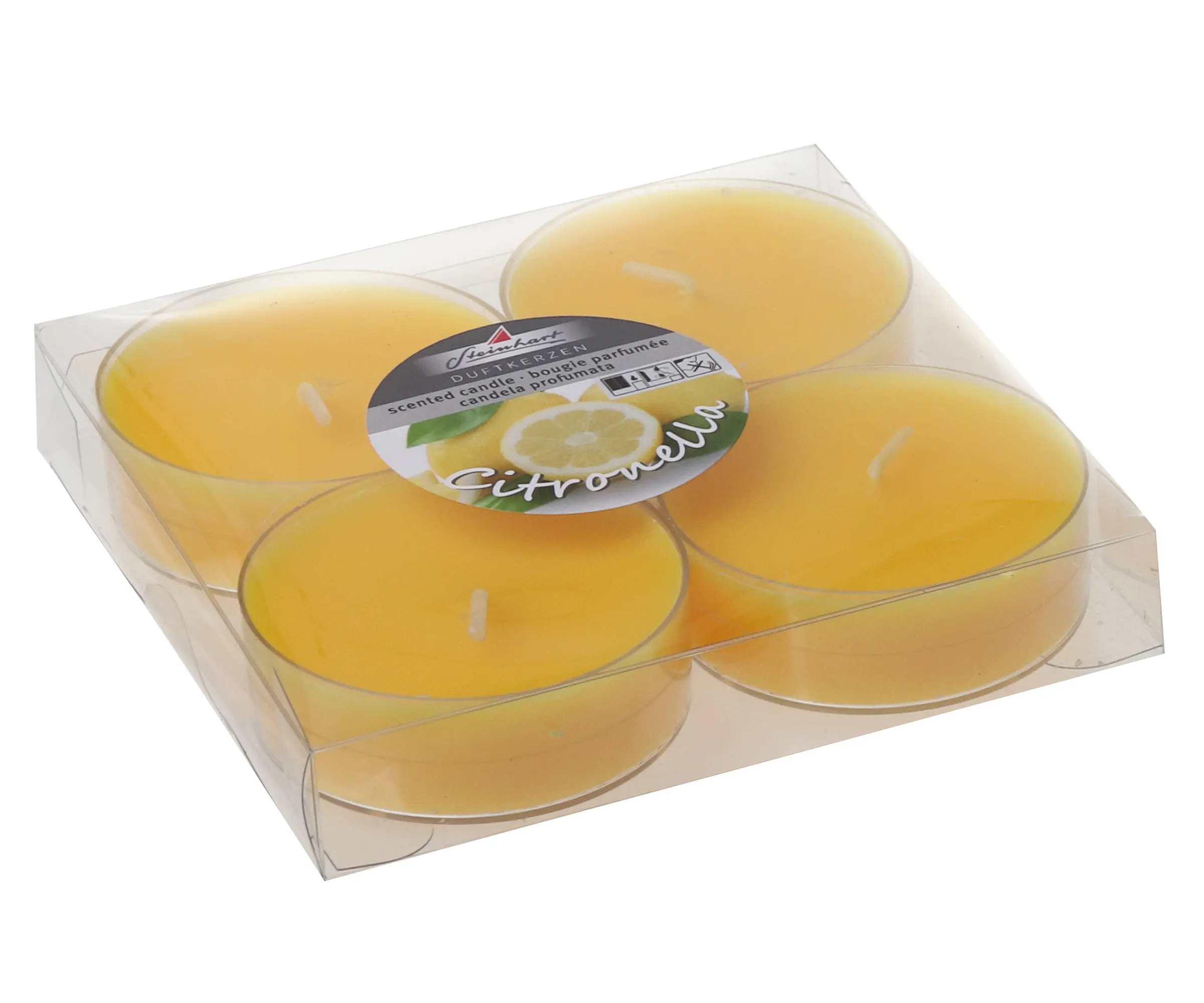 Steinhart Maxi-Teelichter Citronella Ø 5,9 x 2 cm gelb 4er Pack