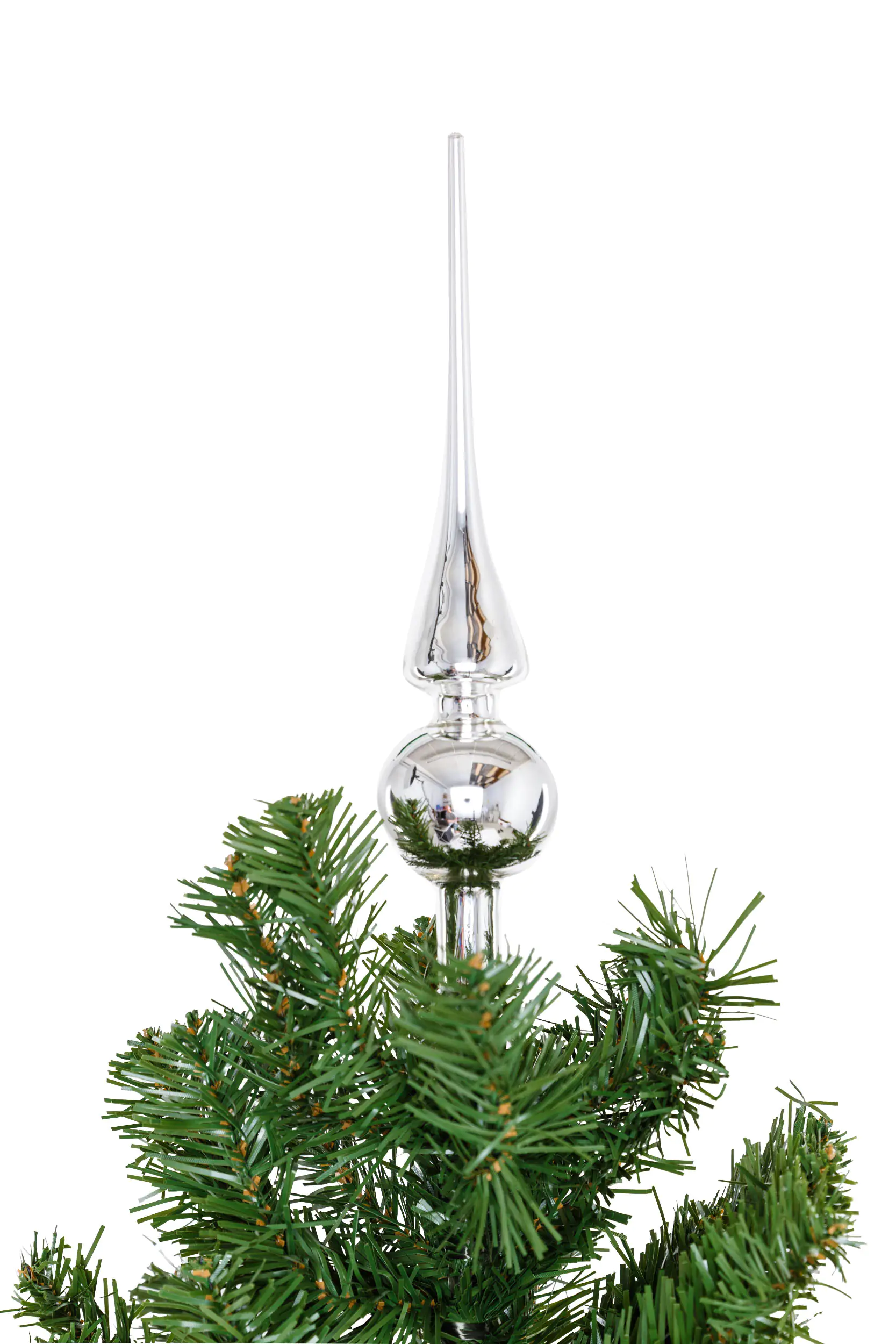 TrendLine Christbaumspitze aus Glas 26 cm silber