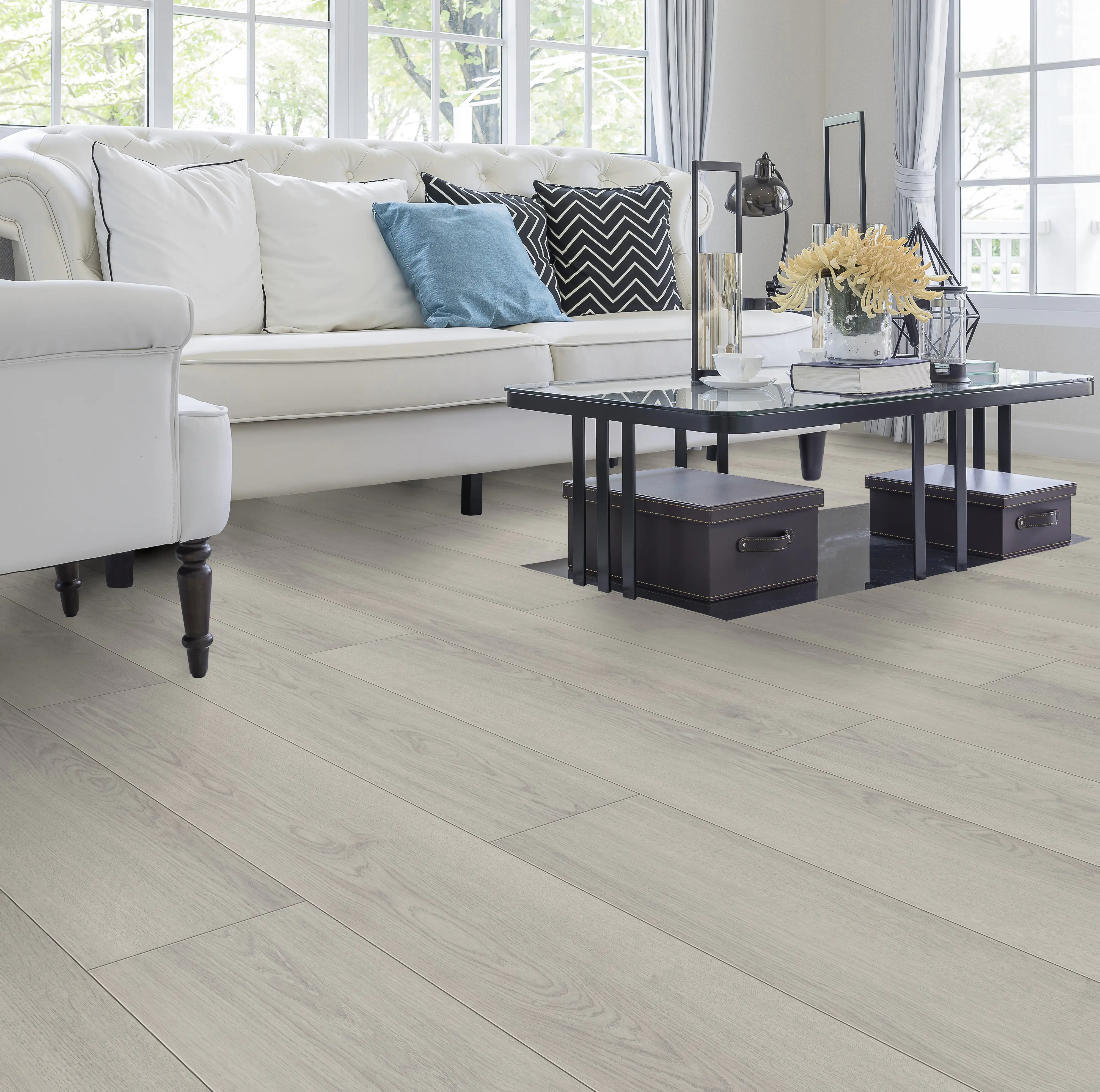 Classen Laminat 128,6 x 19,4 cm 7 mm Eiche hell grau