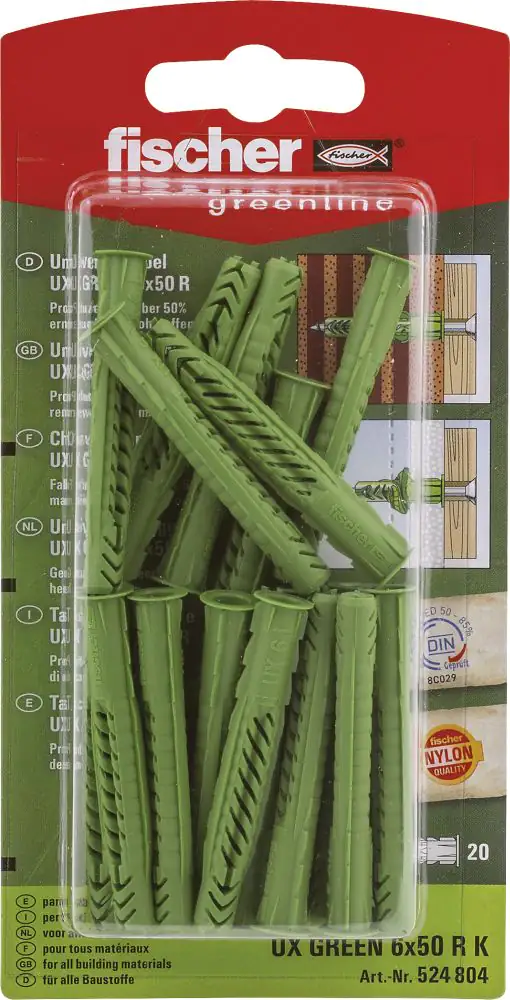 Fischer Universaldübel UX green 6.0 x 50 mm - 20 Stück