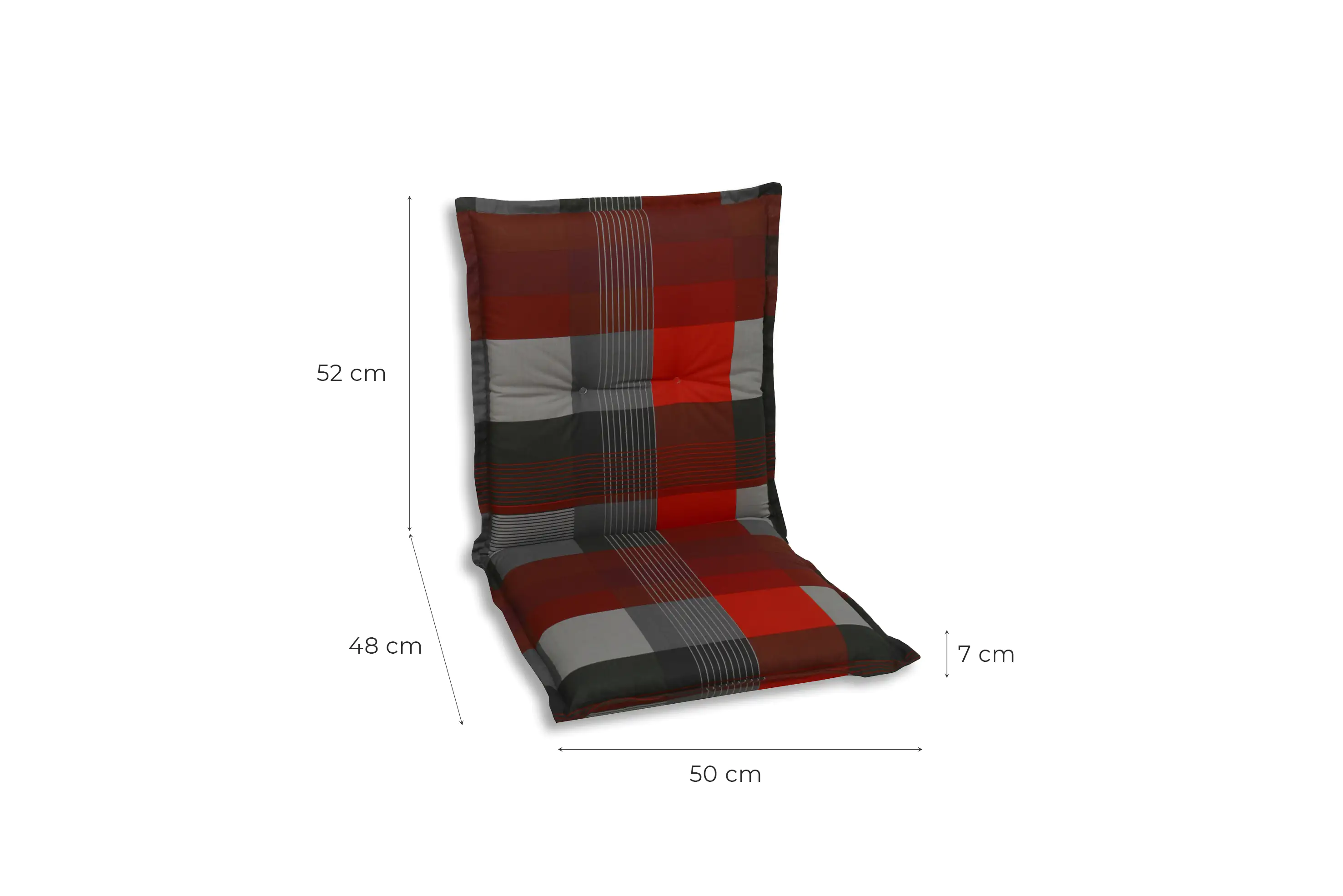 GO-DE Niederlehner-Auflage 100 x 50 x 8 cm, rot kariert