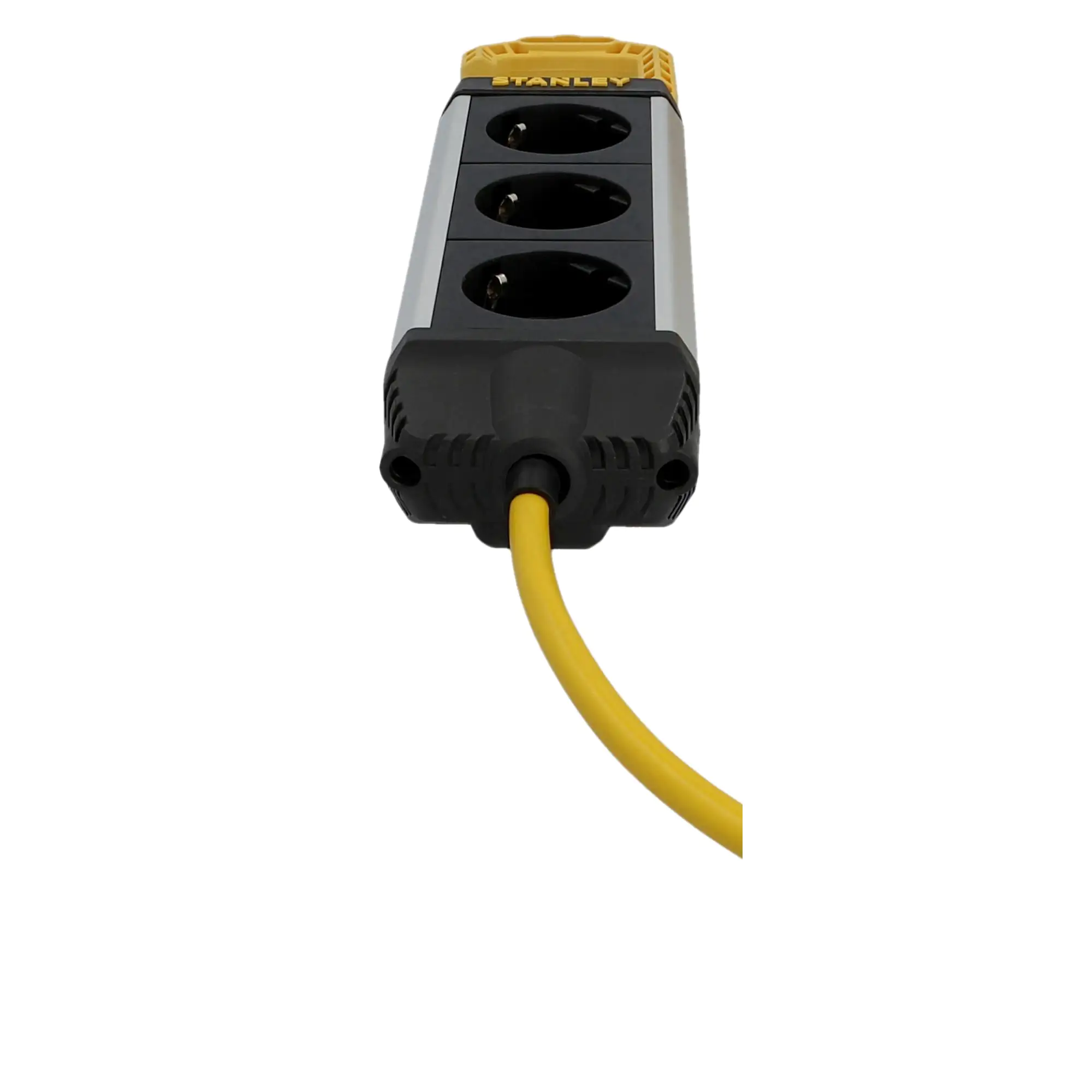 Stanley Steckdosenleiste 3-fach 3m mit Haken, Aluminiumgehäuse, schwarz