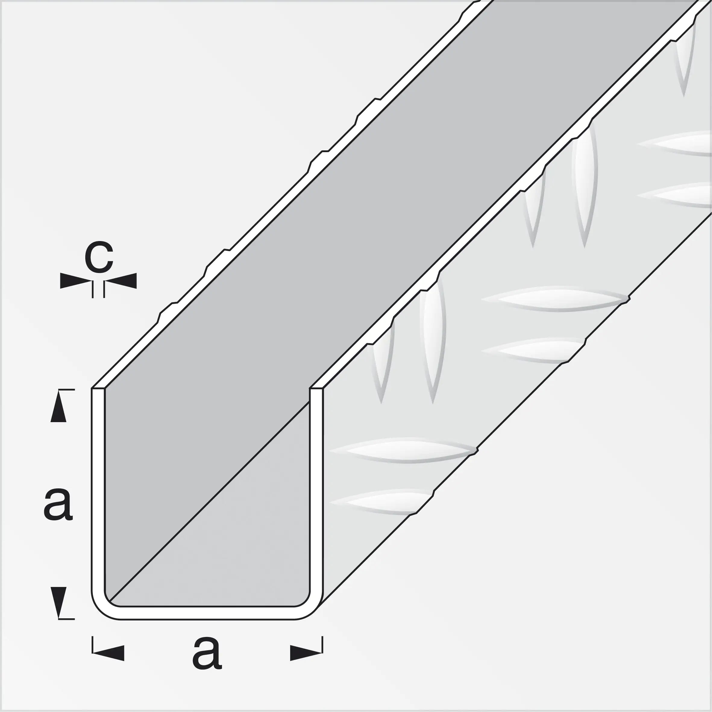 alfer Quadrat-U 1 m, 23.5 mm Aluminium roh blank