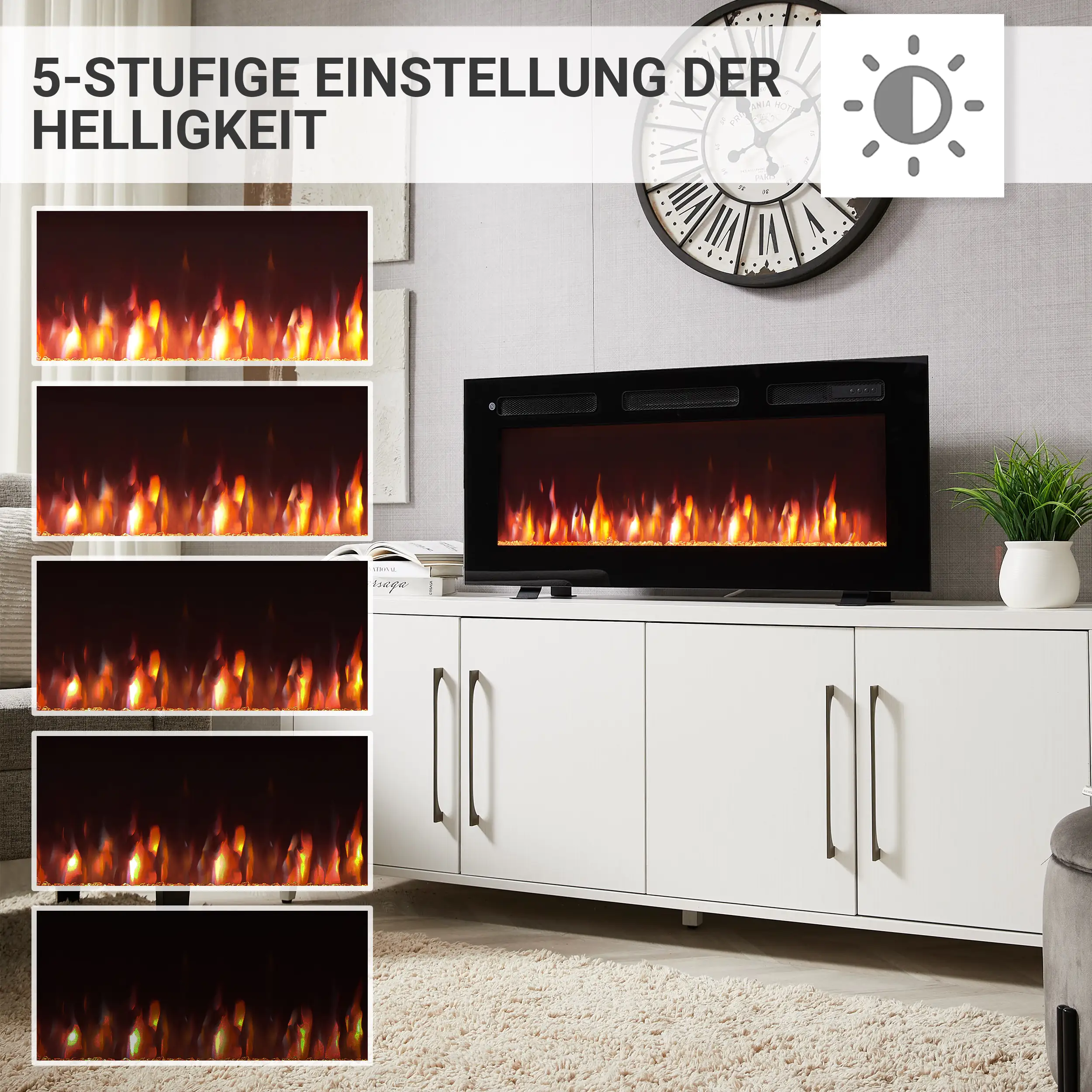 BALDERIA Elektrokamin schwarz Leif 40 1000/1800 Watt 43 x 102 cm