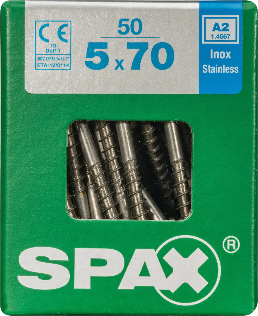 Spax Universalschrauben 5.0 x 70 mm TX 20 Senkkopf - 50 Stück Edelstahl