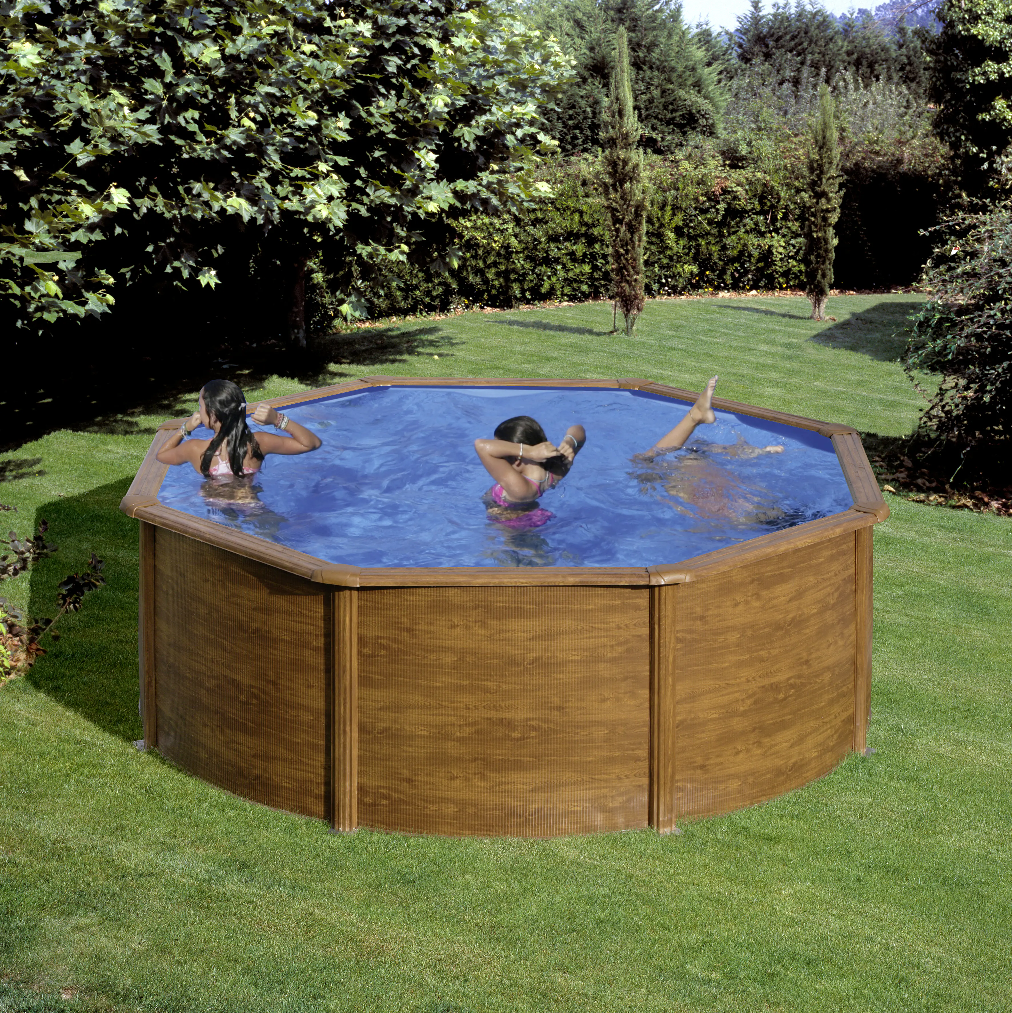 Gre Stahlwandpool Pacific rund Ø 350 x 120 cm Holzdekor