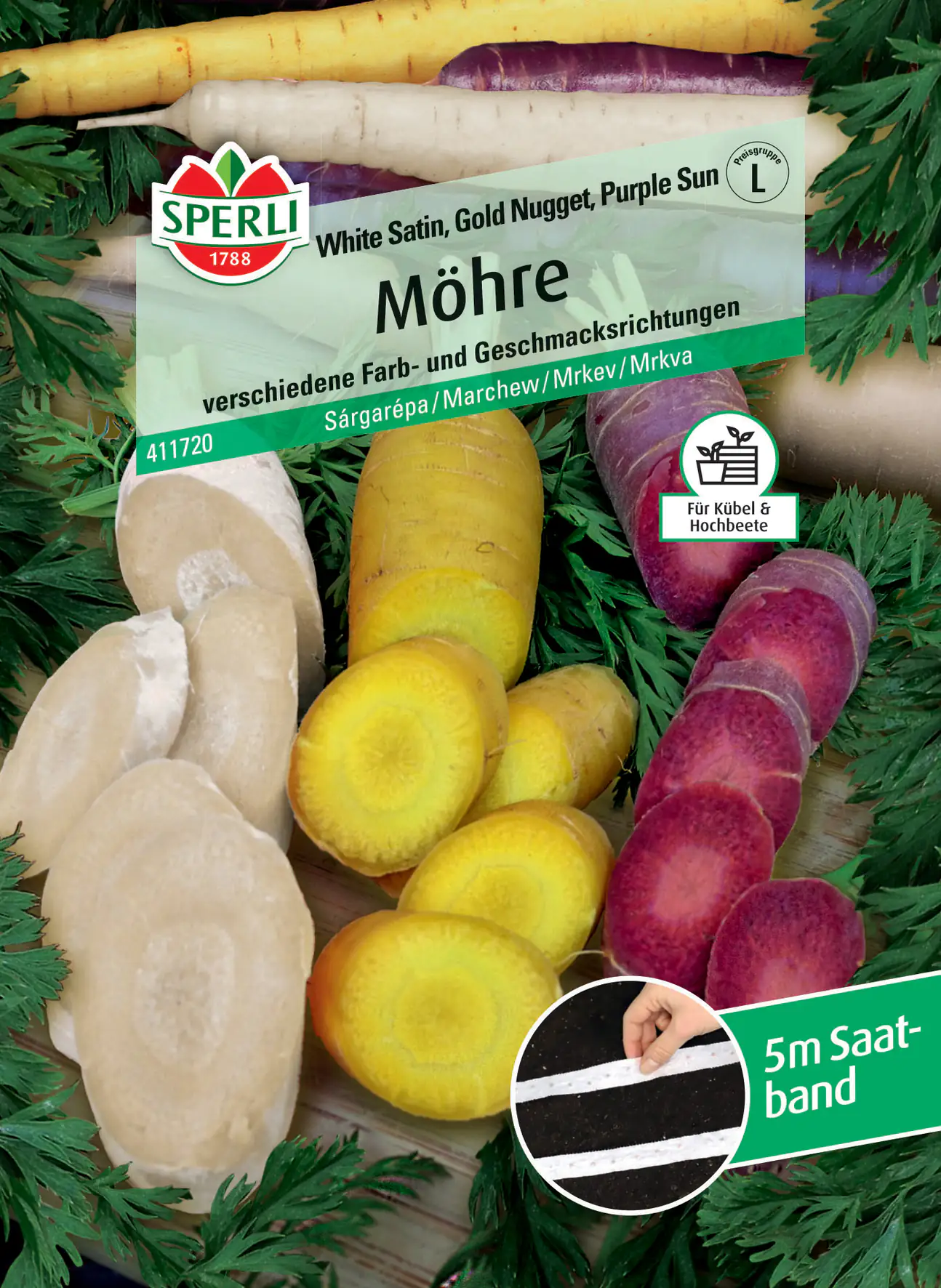 Sperli Möhre White Satin Gold Nugget Purple Sun F1 Saatband