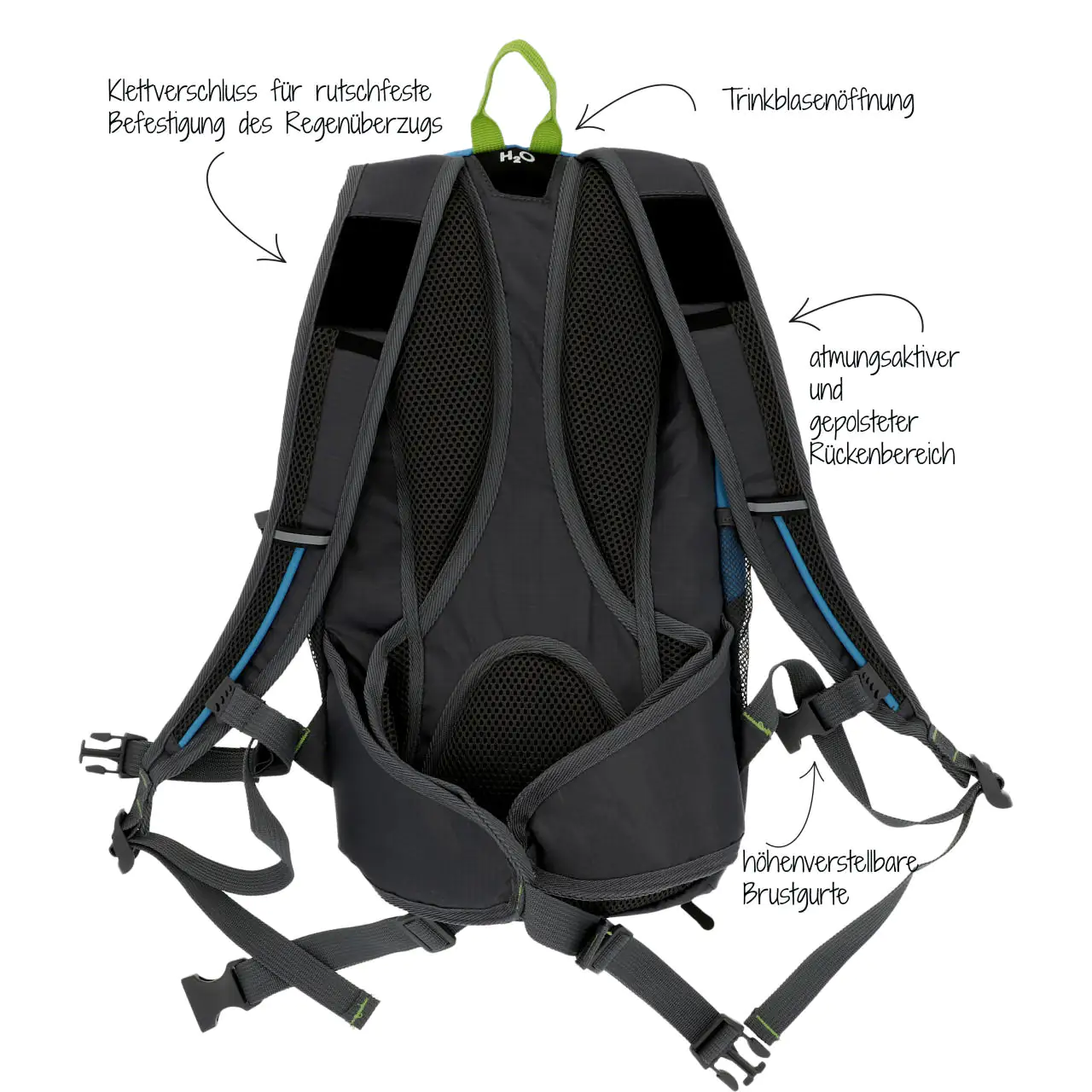 Fischer Fahrrad-Rucksack grün mit Helmnetz