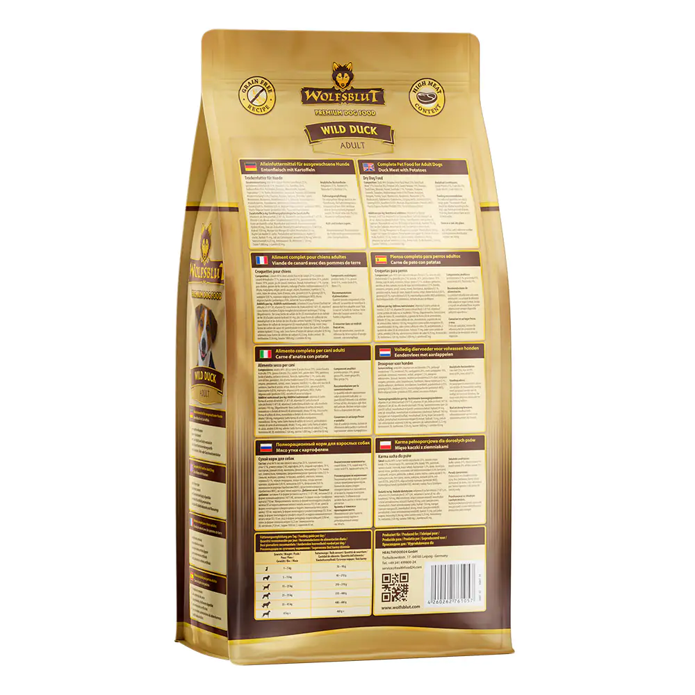 Wolfsblut Wild Duck Hundetrockenfutter Adult getreidefrei 2 kg Ente