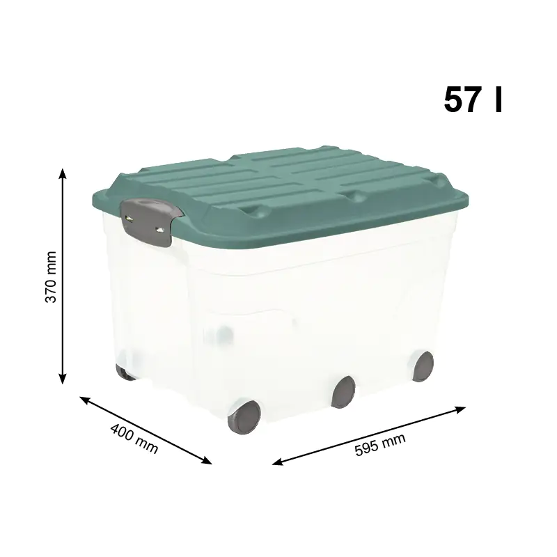 Rotho Aufbewahrungsbox Roller 6 mit Deckel & Rollen 59,5 x 40 cm 57 L mistletoe grün