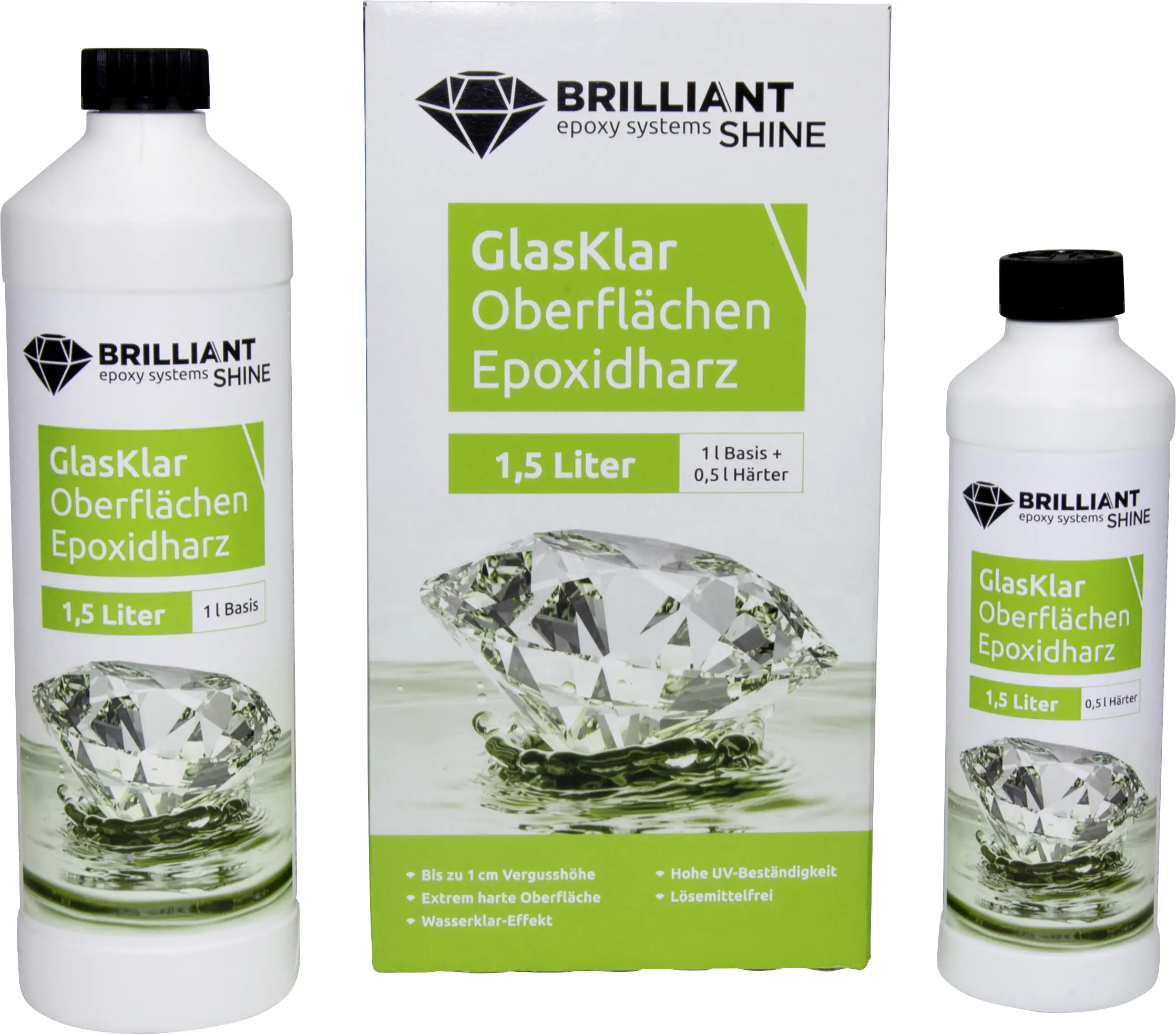 Brilliant Shine Oberflächen Epoxidharz Glasklar Epoxid A+B, 1,5L