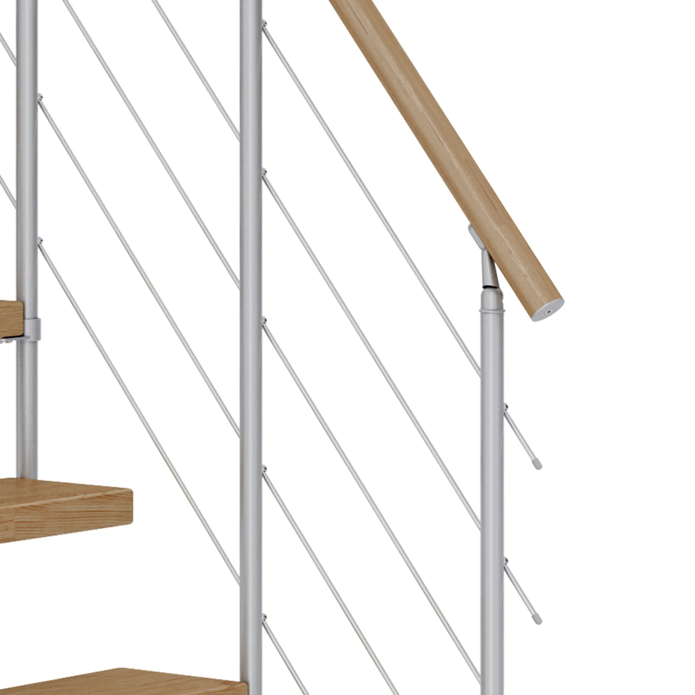 Dolle Mittelholmtreppe Dublin 1/4 gewendelt perlgrau 11 Stufen Eiche