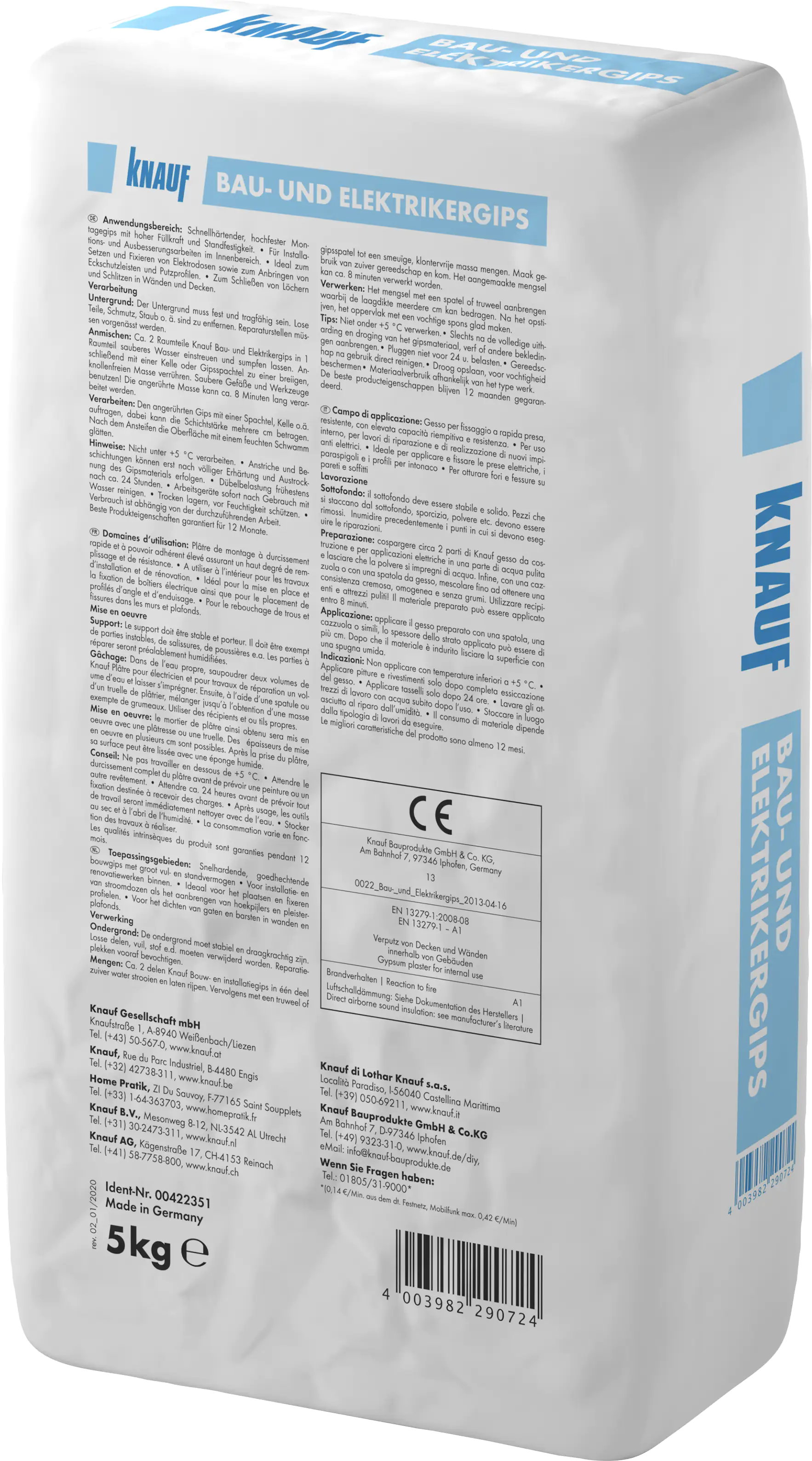 Knauf Bau- und Elektrikergips hellgrau, 5 kg