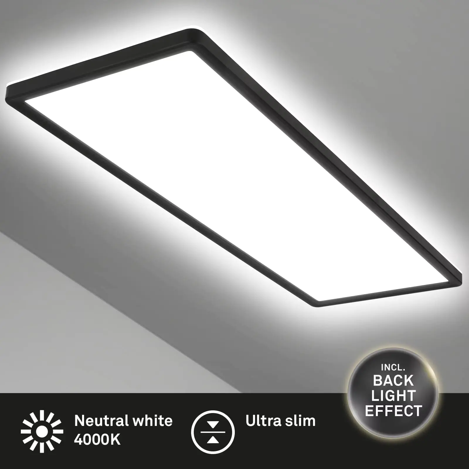 Briloner LED Panel Slim 58 cm, schwarz, ultraflach