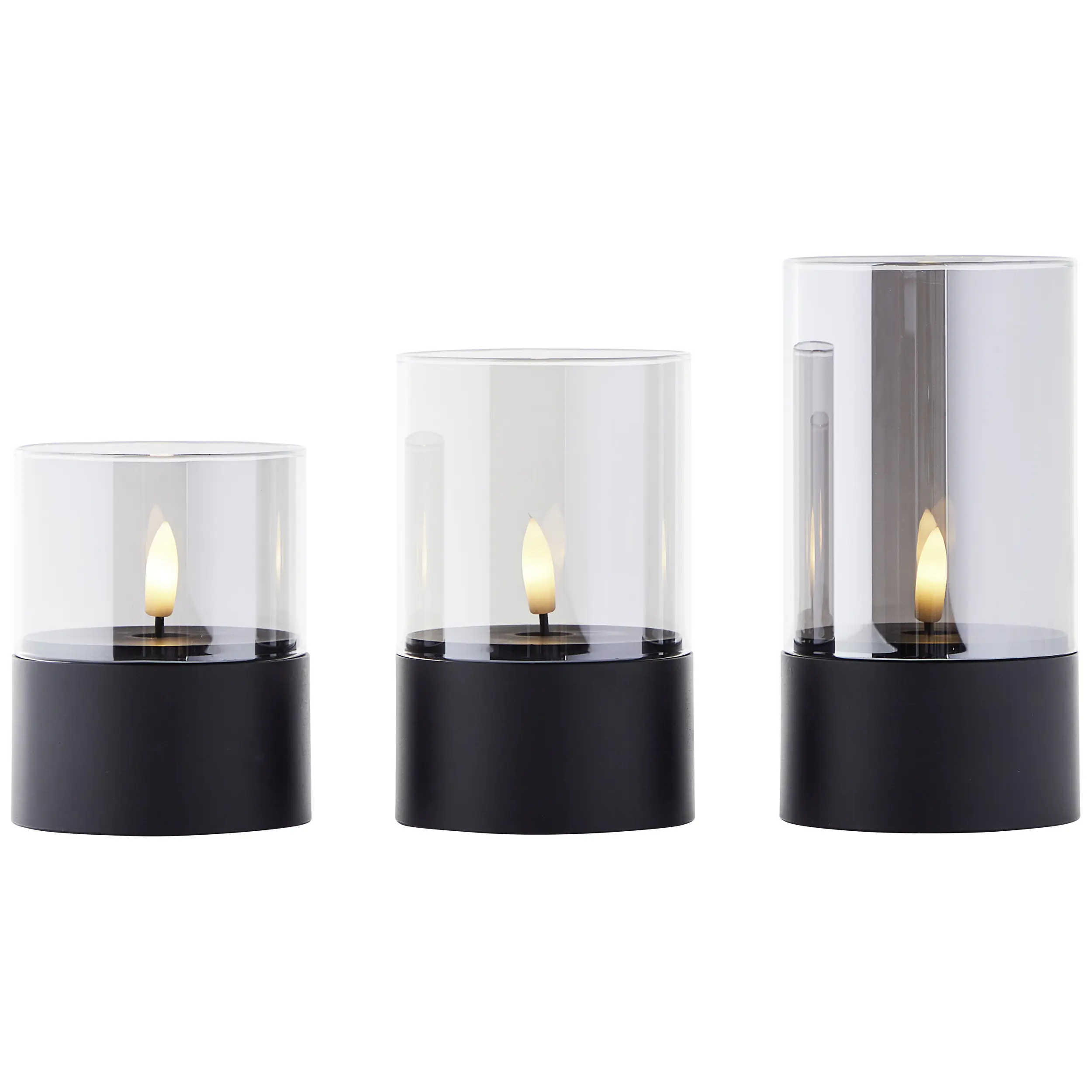 Brilliant LED Kerze batteriebetrieben mit Timer Ø 8 schwarz 3er Set 