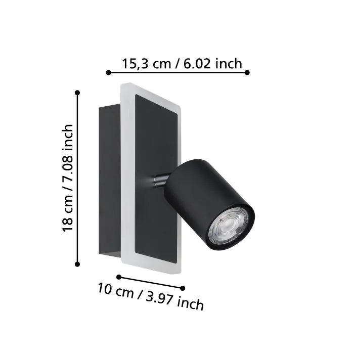 Eglo LED Wandlampe Rimbocchi 1 3x 7W, schwarz