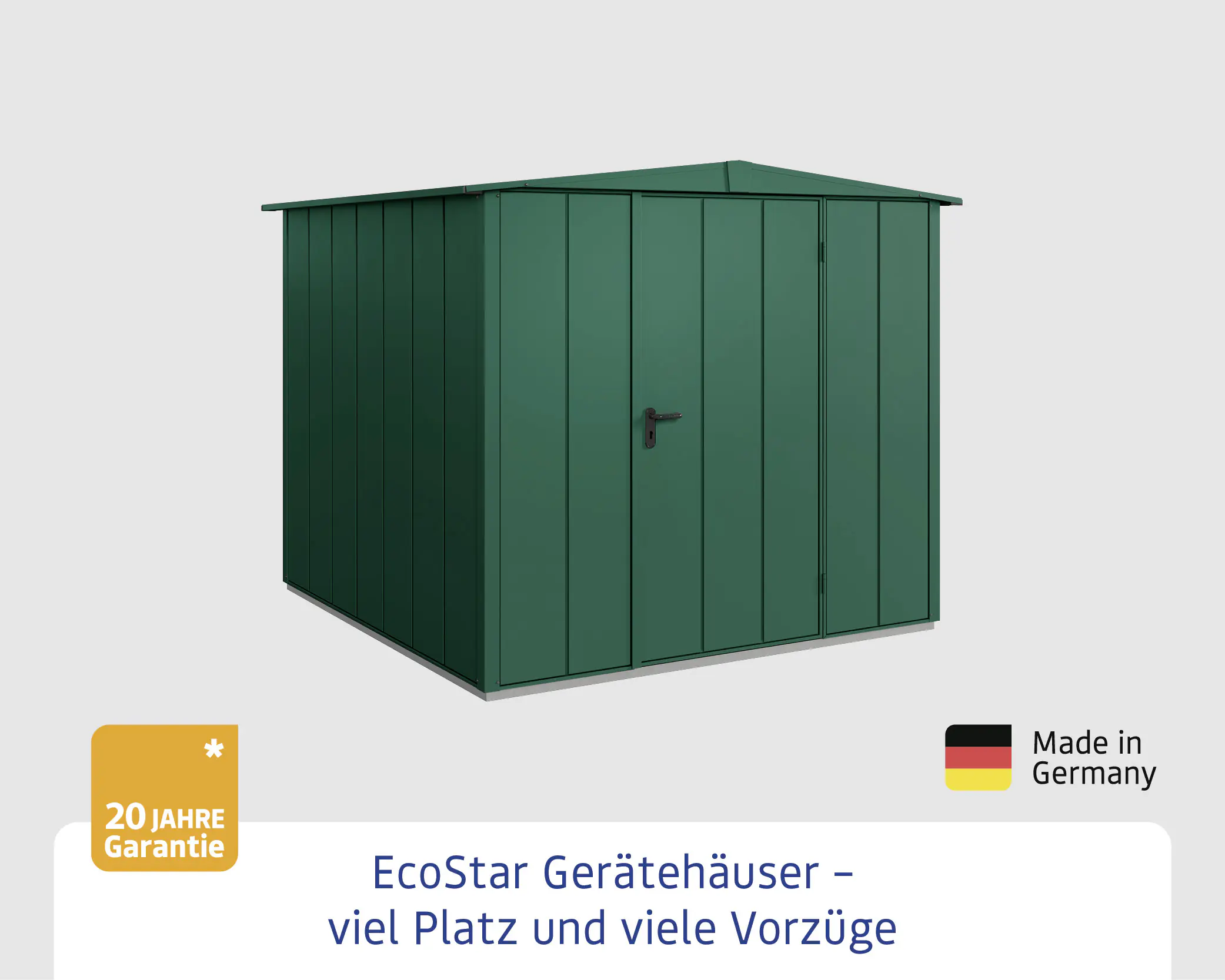 EcoStar Gerätehaus Elegant-S Typ 2 moosgrün 1 flg 258,8 x 247,7 x 216 cm