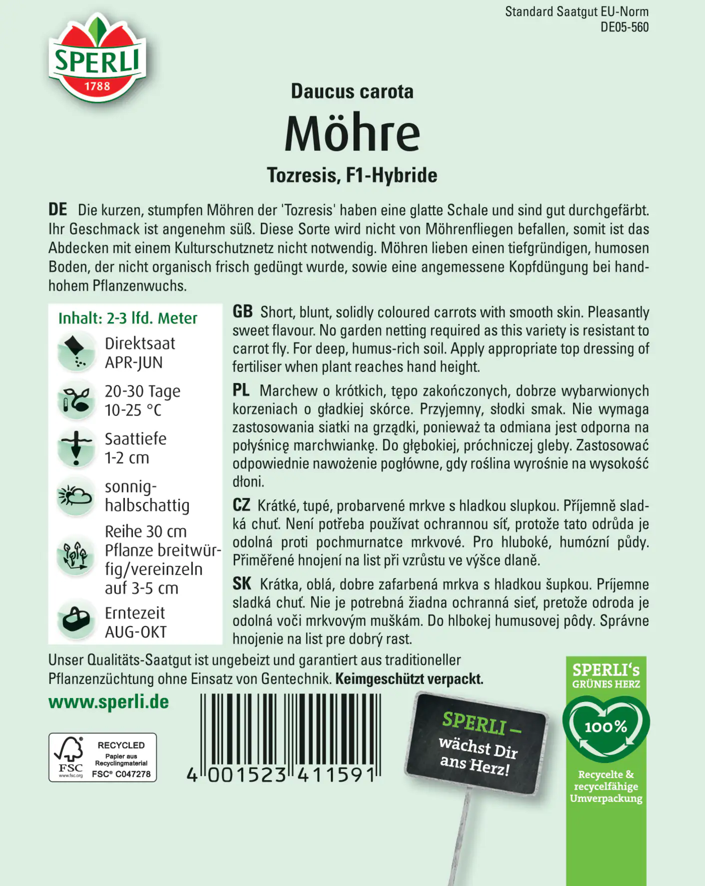 Sperli Möhre Tozresis F1