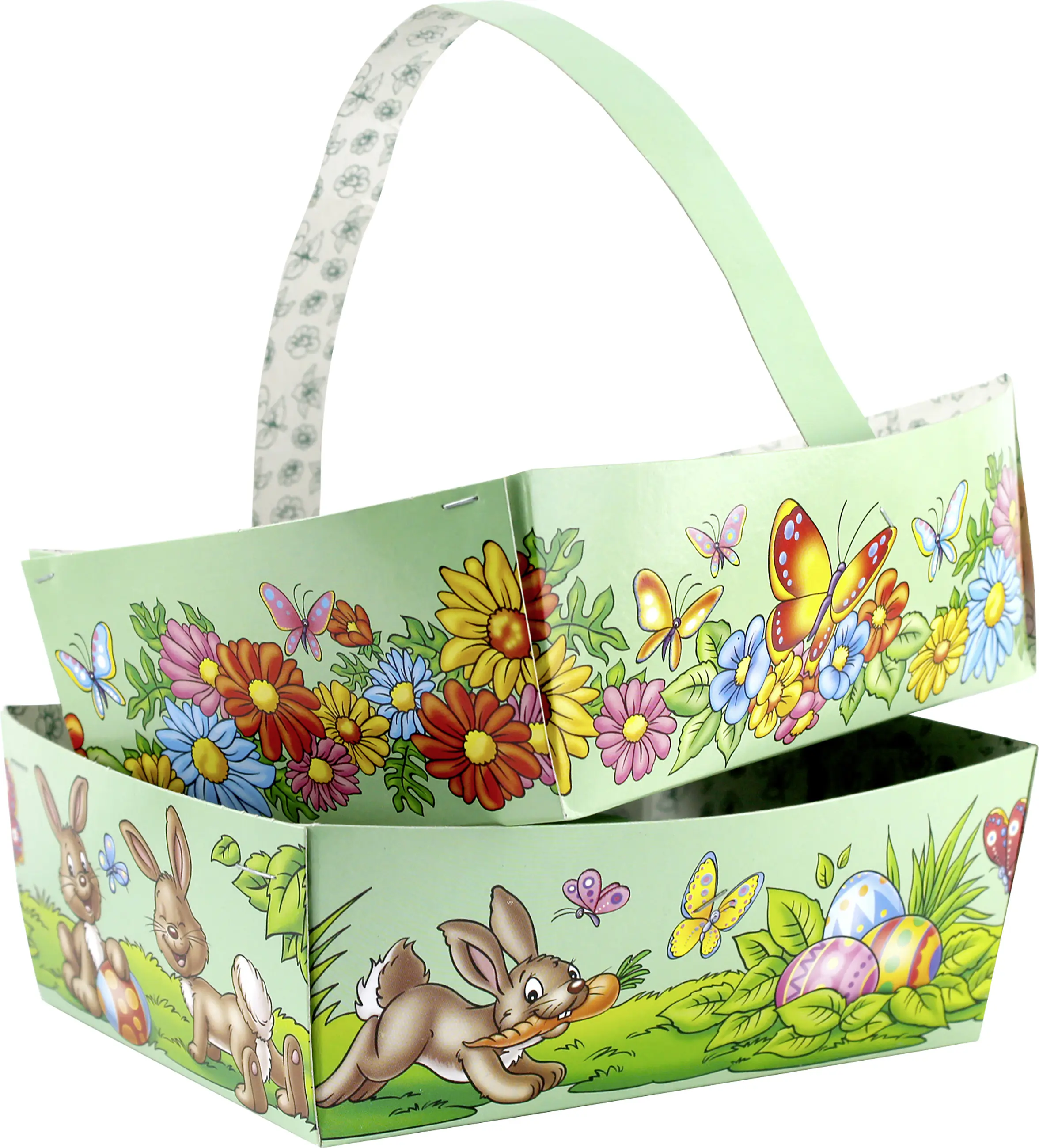 Osterkorb Pappe 15 x 12 cm bunt mit Griff