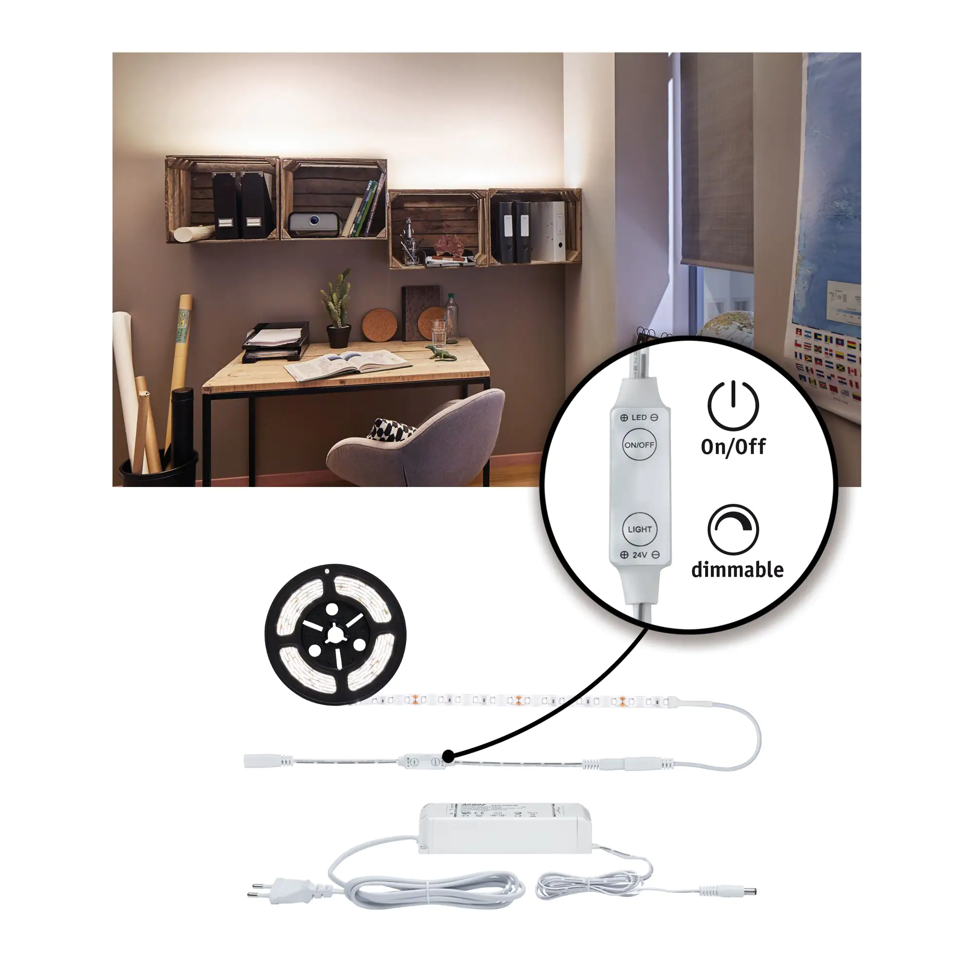 Paulmann SimpLED Power Stripe Set weiß 3 m neutralweiß inkl Dimm/Switch