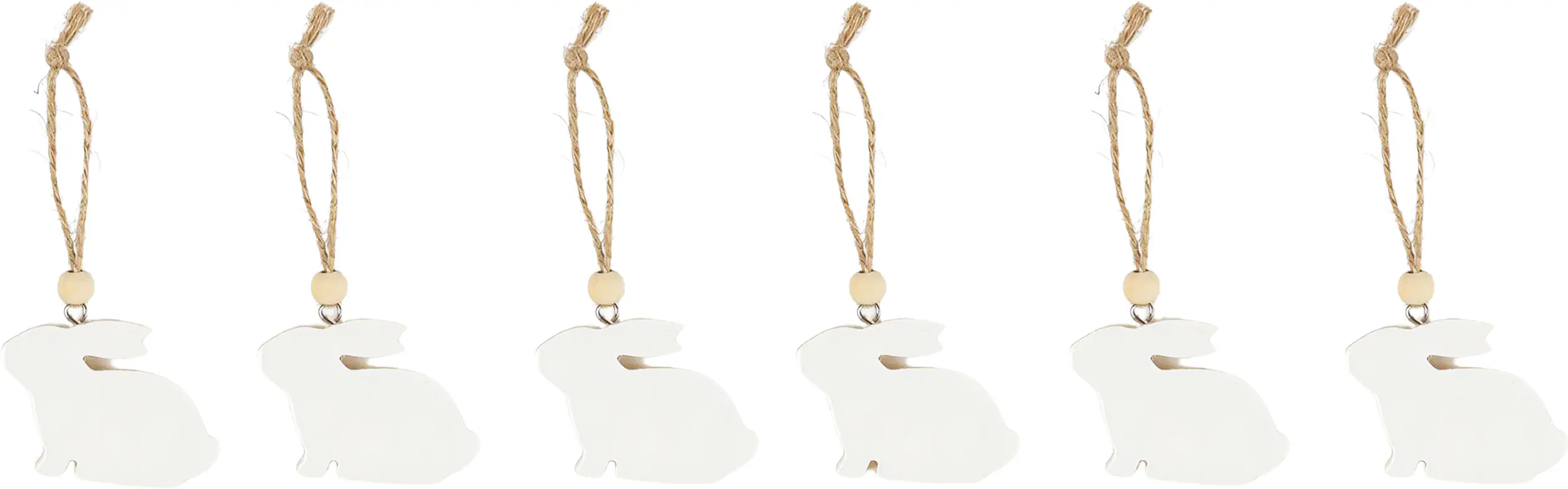 TrendLine Streudeko Hase Holz 5 x 3,5 cm weiß 6er Set
