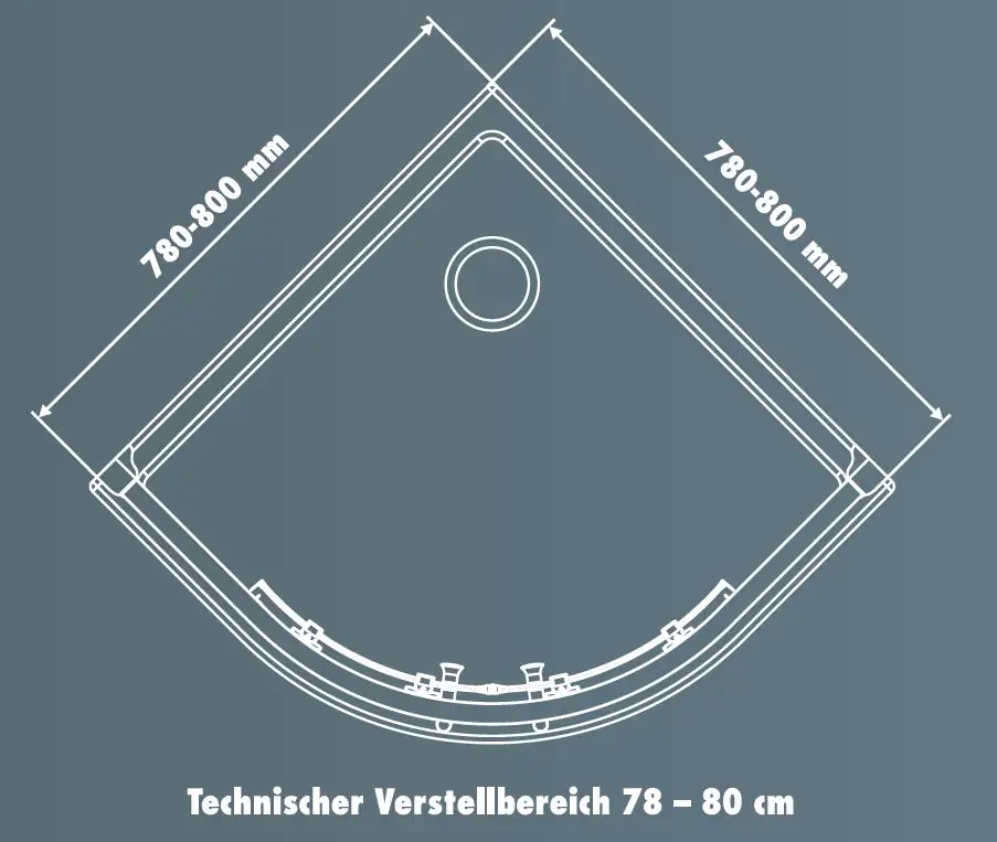 Primaster Runddusche Easy-6 Schiebetür 80 x 80 cm Klarglas chrom