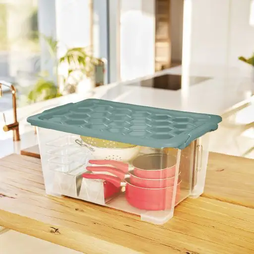 Rotho Aufbewahrungsbox Evo Safe mit Deckel 59 x 39,5 cm 44 L transparent