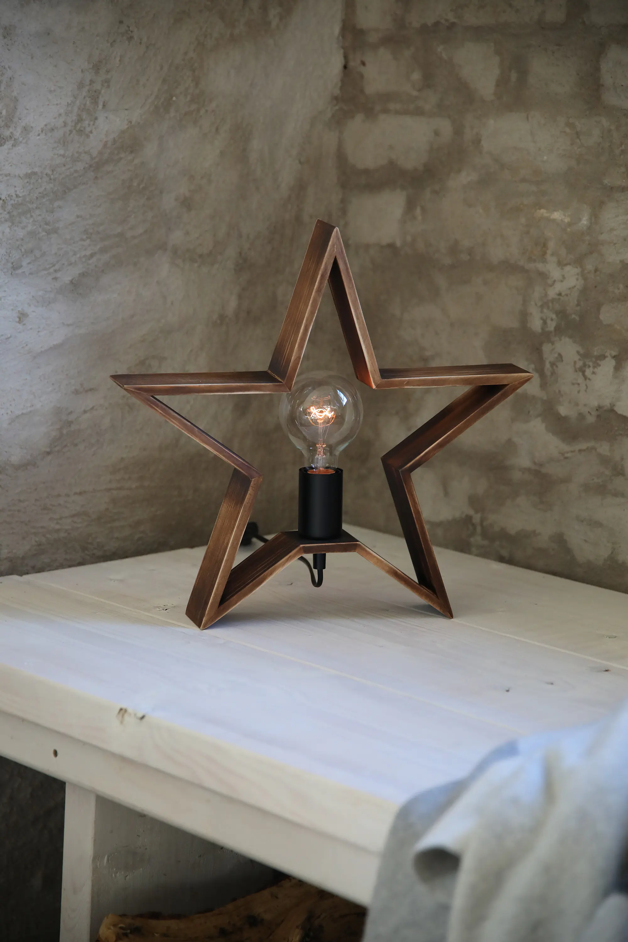 Tischlampe Stern Estrella 230 V gebranntes Holz 40,5 x 13,8 cm braun
