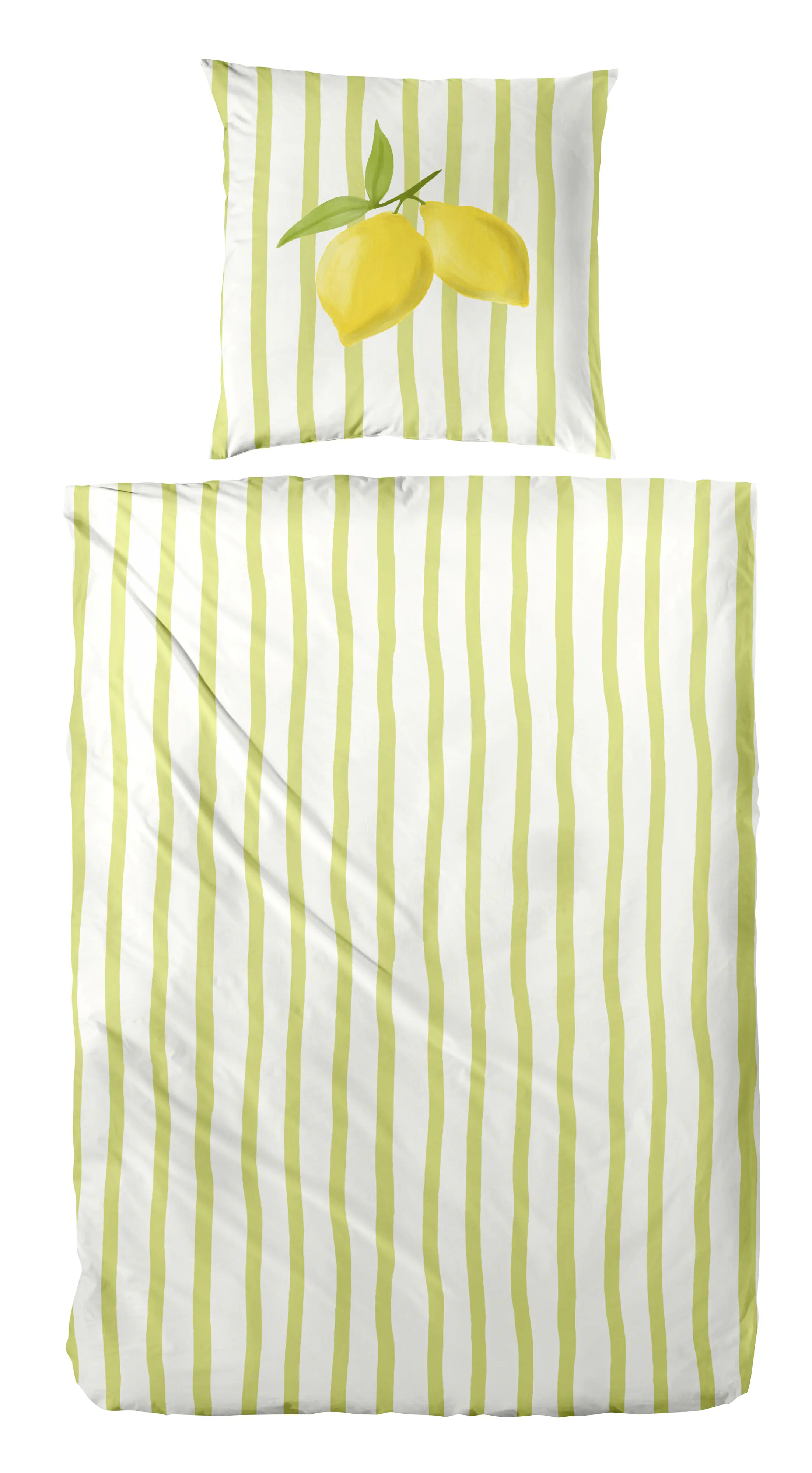 Bettwäsche Renforce Zitrone grün-gelb 155 x 220 cm