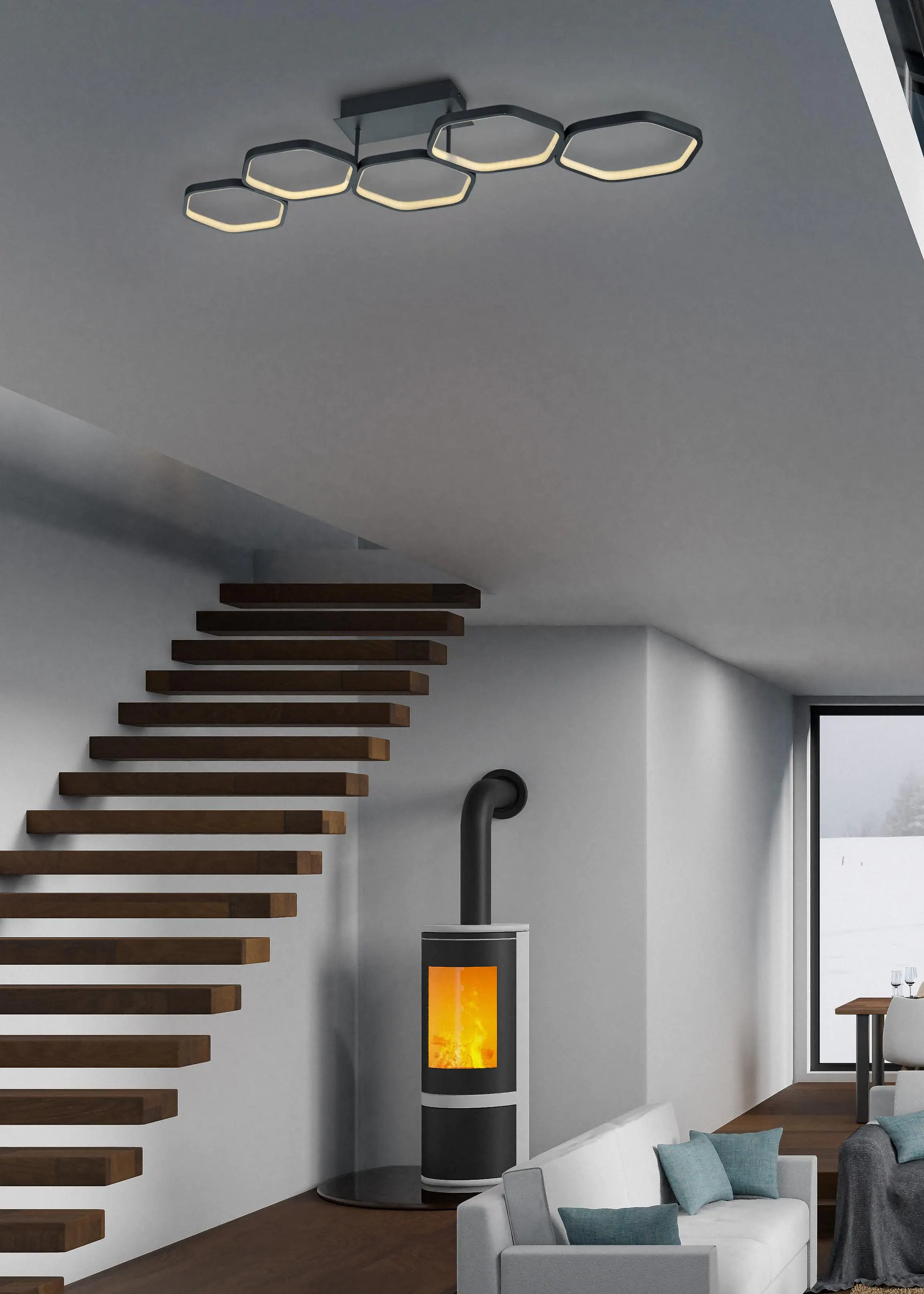 Reality LED Deckenleuchte VIGO anthrazit