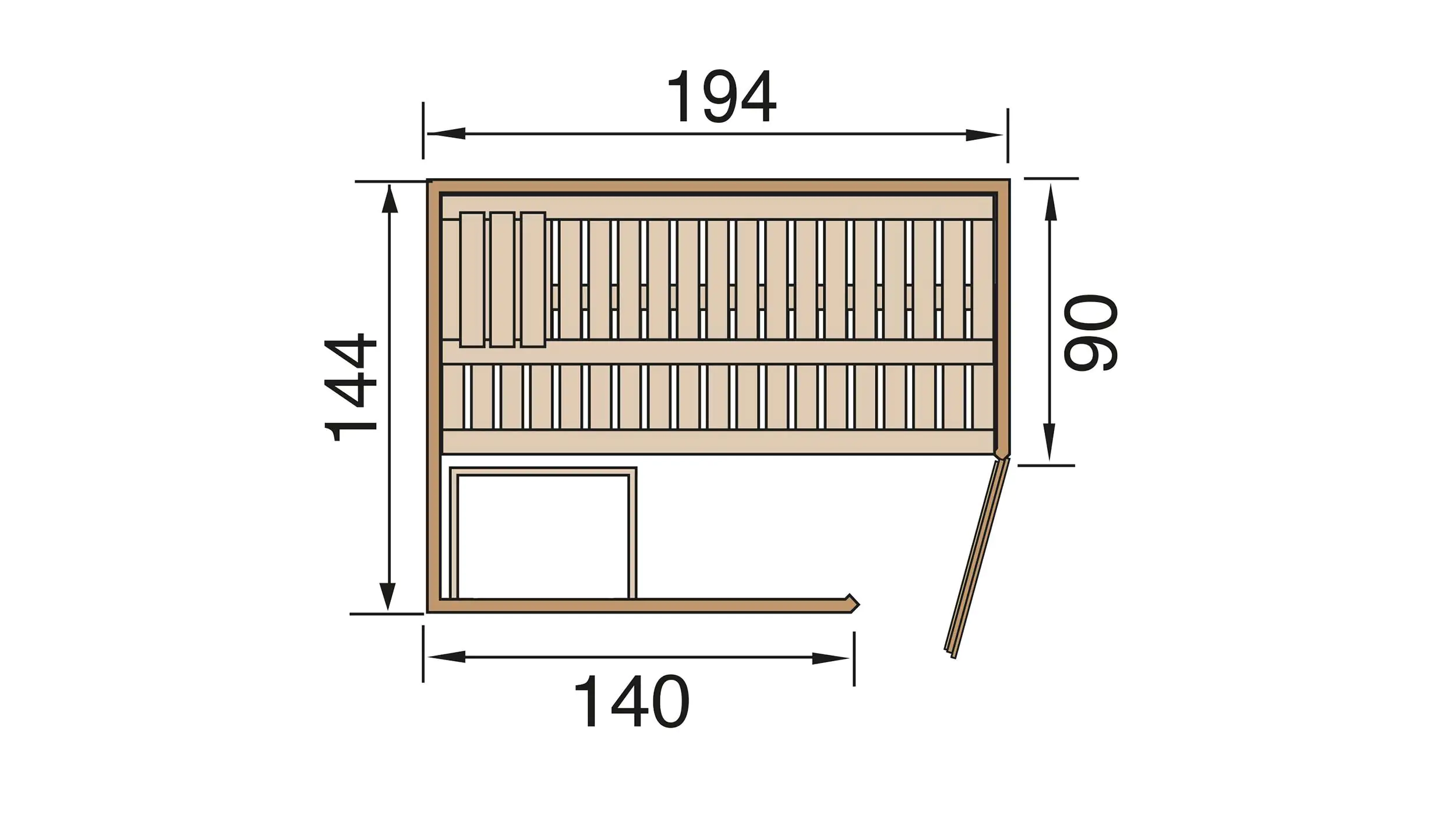 Weka Element-Ecksauna Varberg 1 mit Glastür
