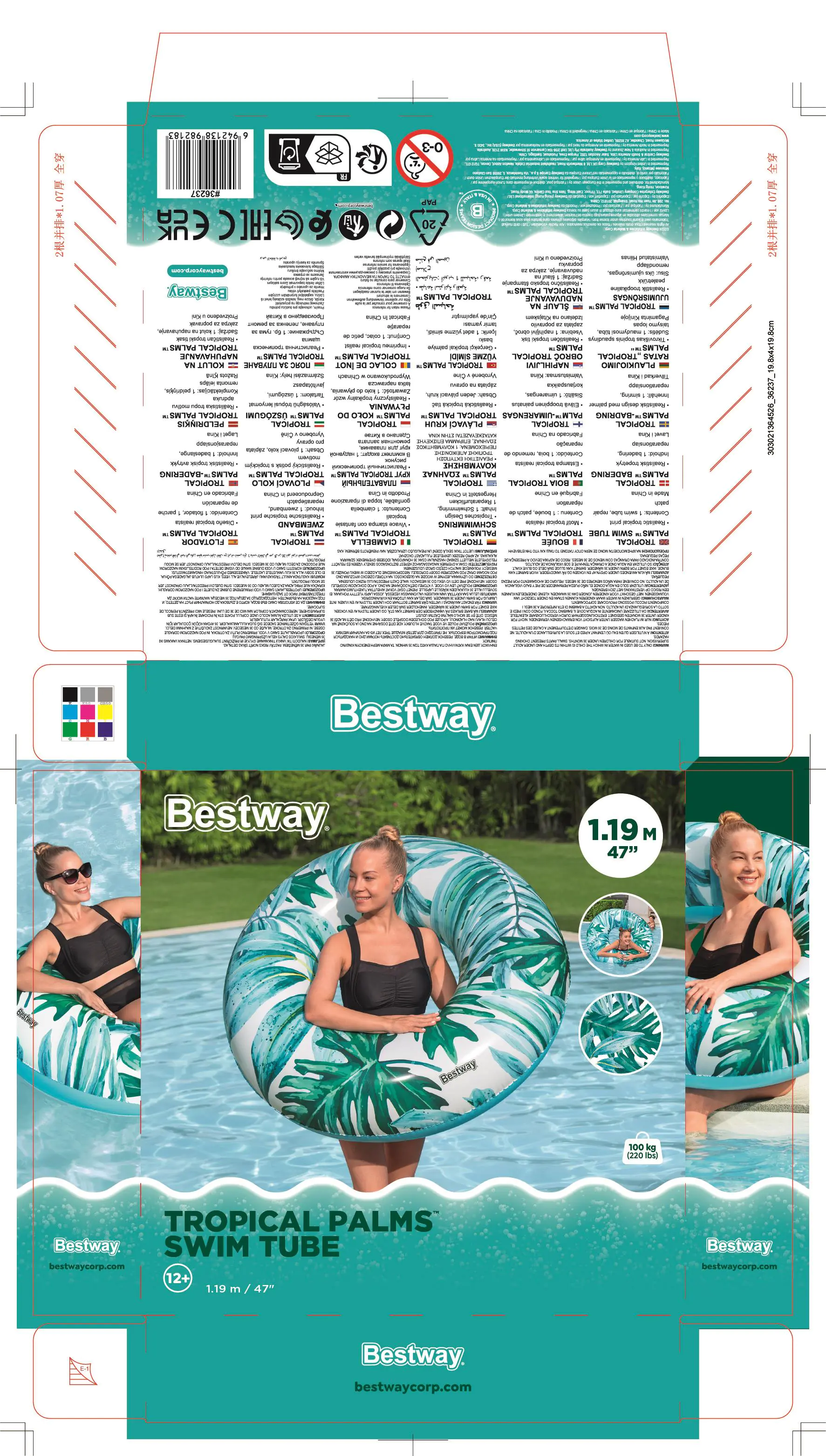 Bestway Schwimmring Tropical Palms Ø 119 cm 2-fach sortiert