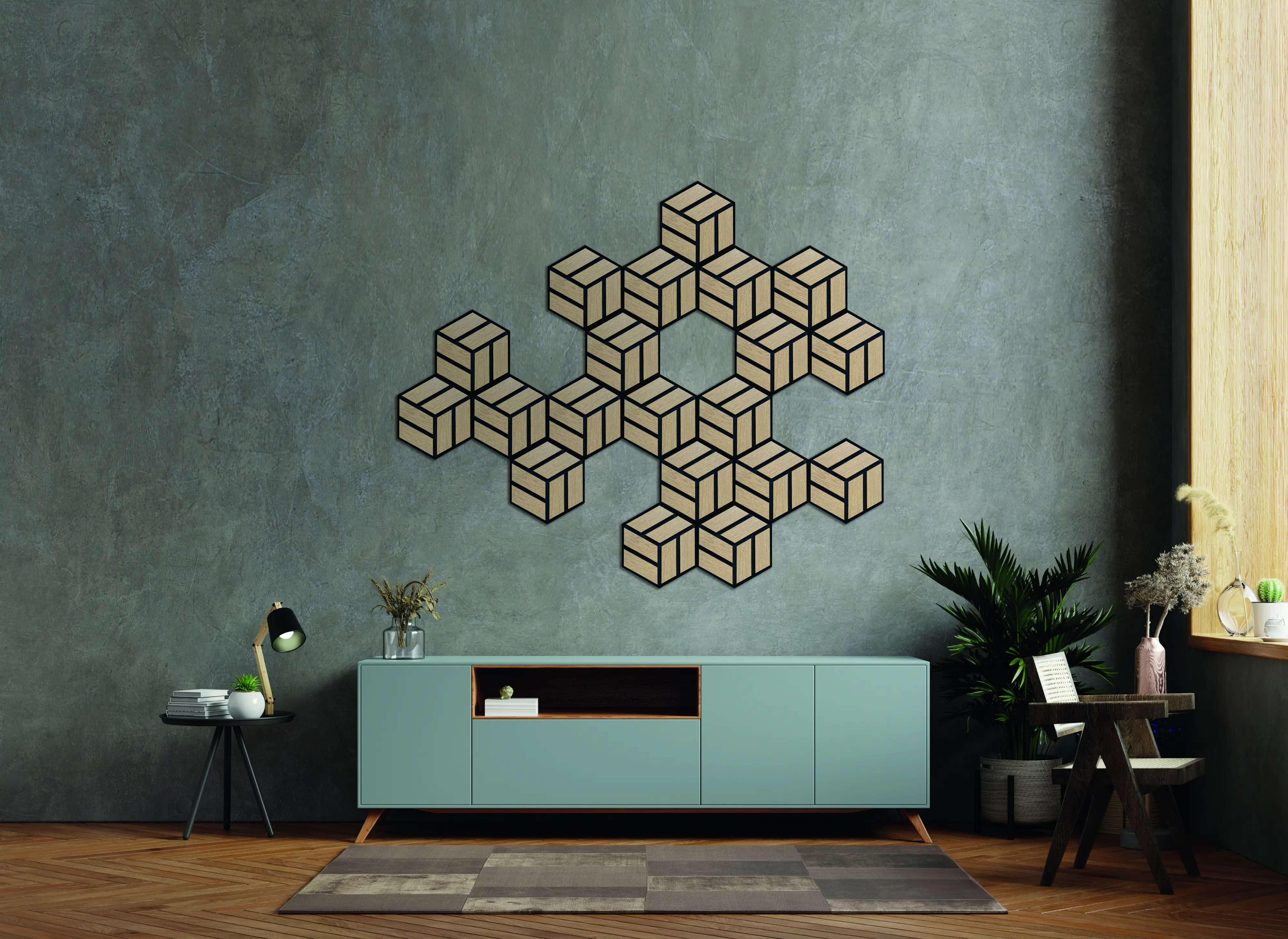 Neuhofer Akustikpaneele Hexago Eiche furniert 30 x 26 x 1,9 cm 