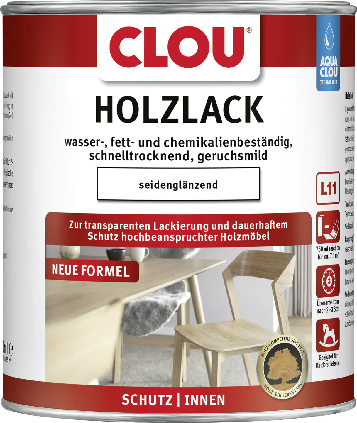 Aqua Clou Holzlack 750 ml seidenglänzend transparent