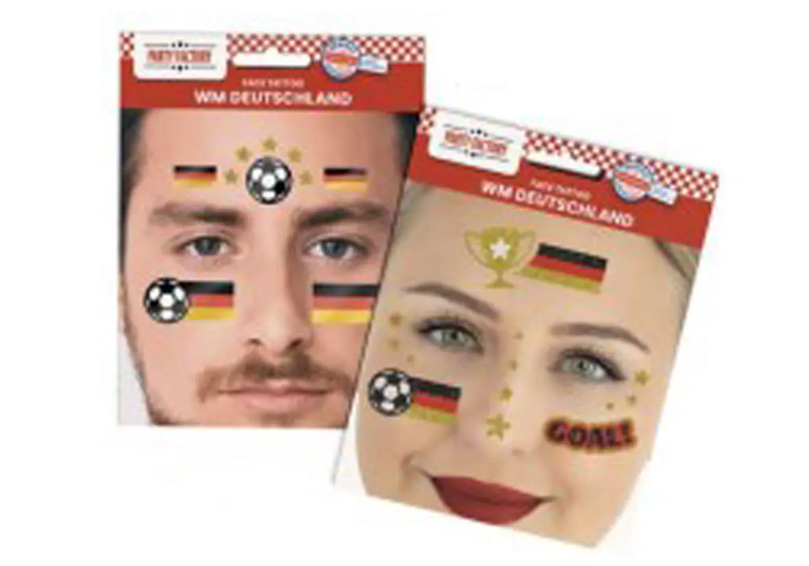 Gesicht-Tattoo Fußball Mann bunt 1 Stück