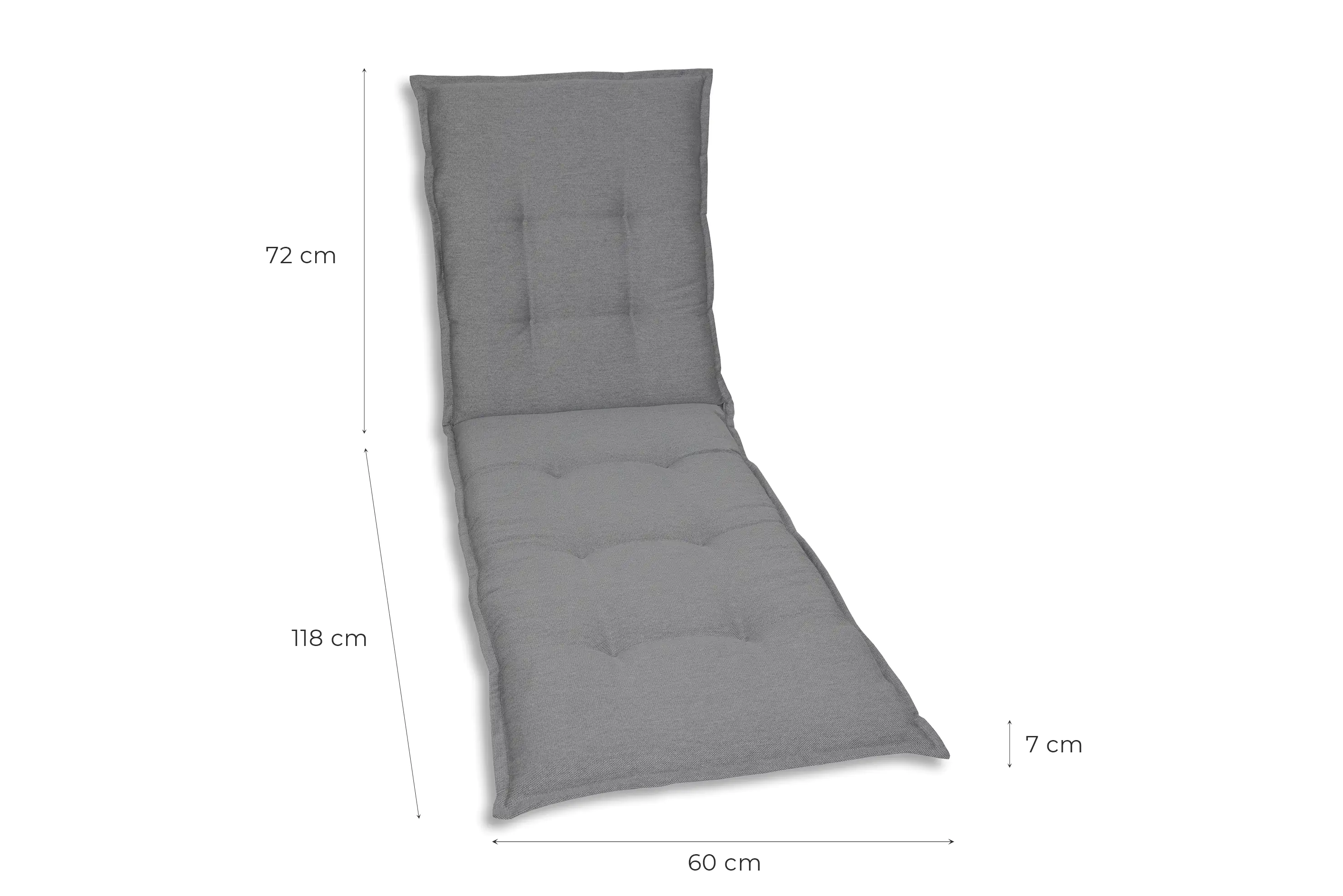 GO-DE Liegen-Auflage 190 cm x 60 cm x 7 cm, grau