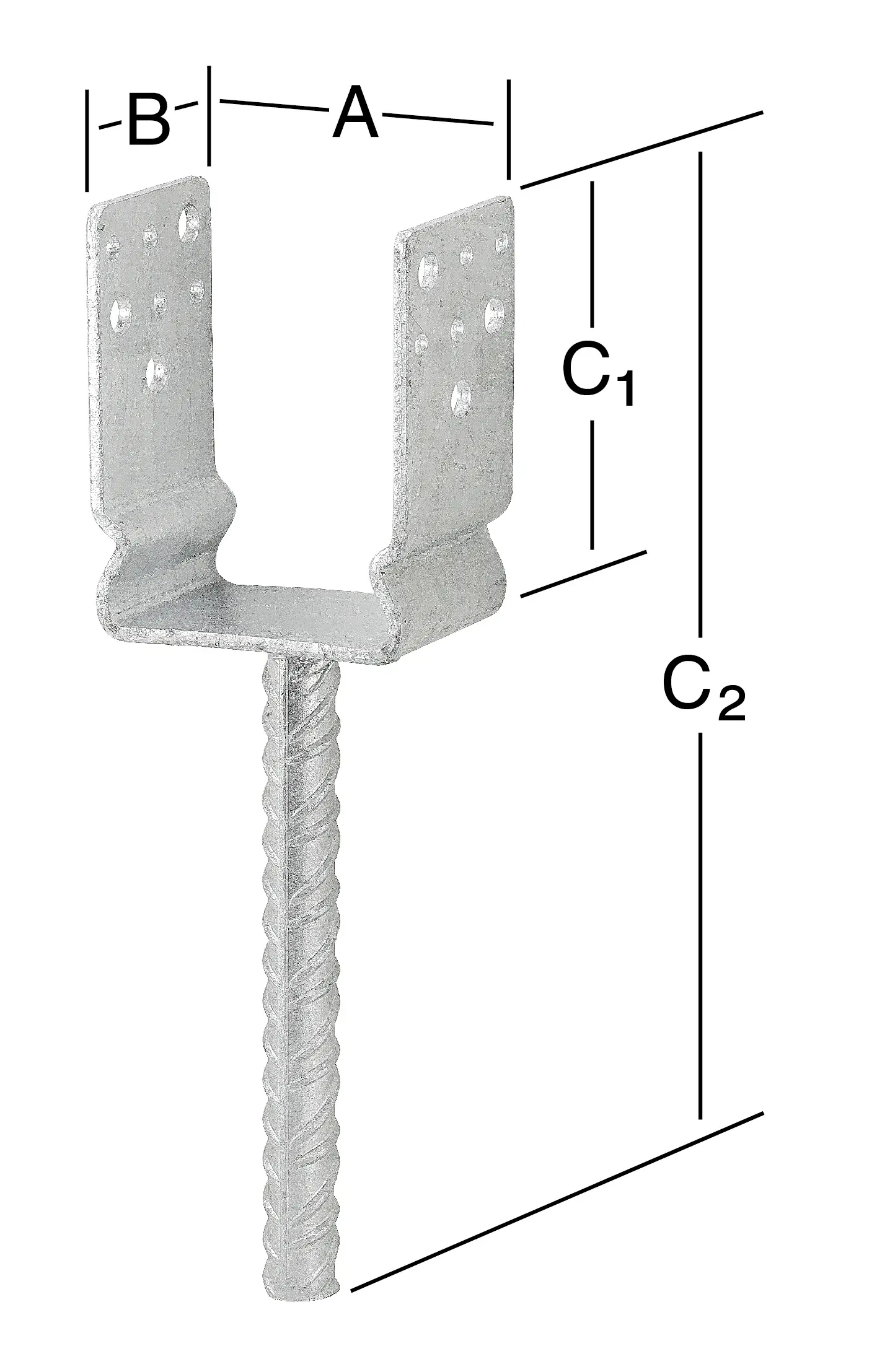 Vormann Schwere Stützenschuhe feuerverzinkt 91 x 60 x 125/325 mm